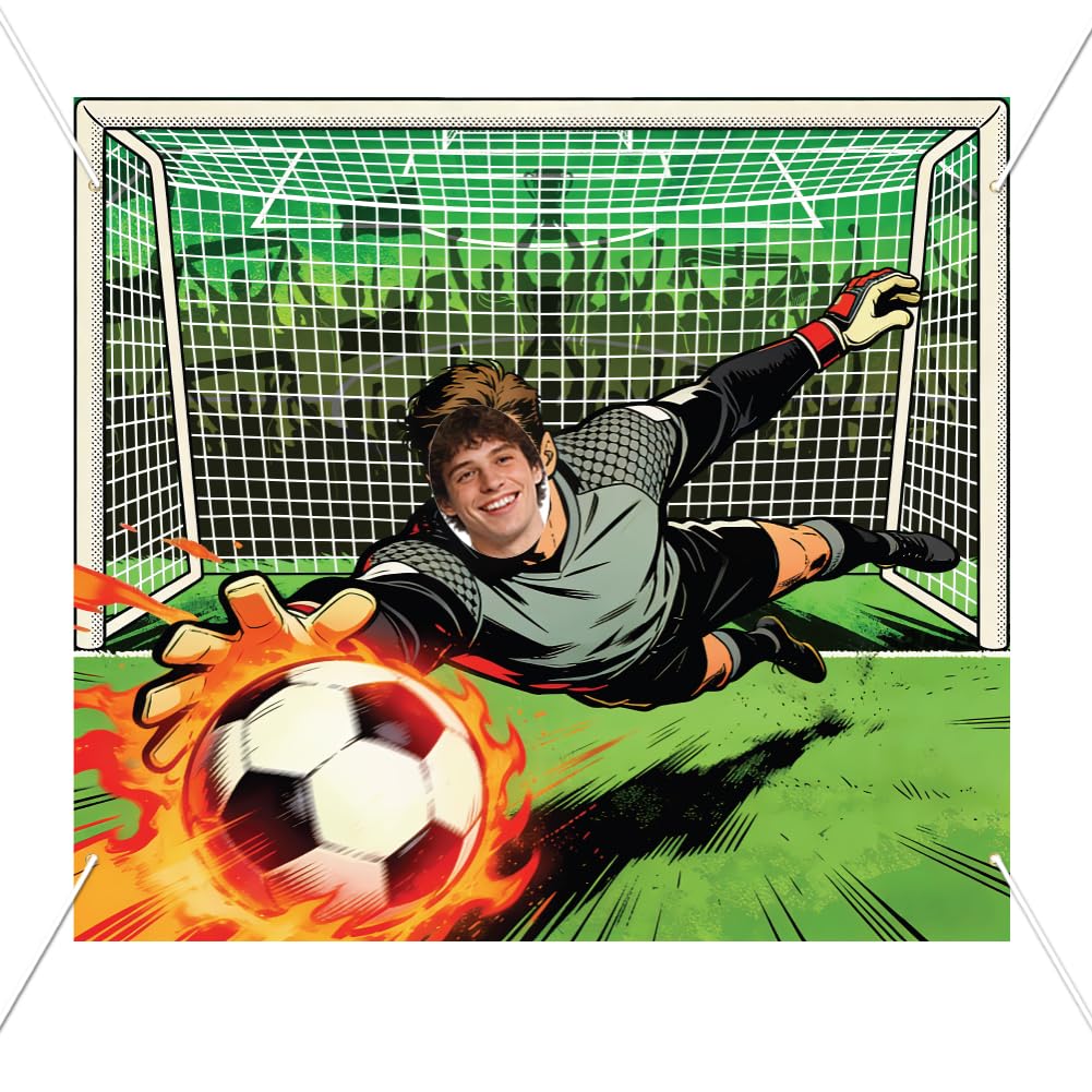 WADORN World Cups Goalkeeper Decorations Backdrop, 5.9x6.6Ft Football Theme Party Banner Backdrops Soccer Sports Photography Background Photo Booth Props for Birthday Party Football Decors Supplies