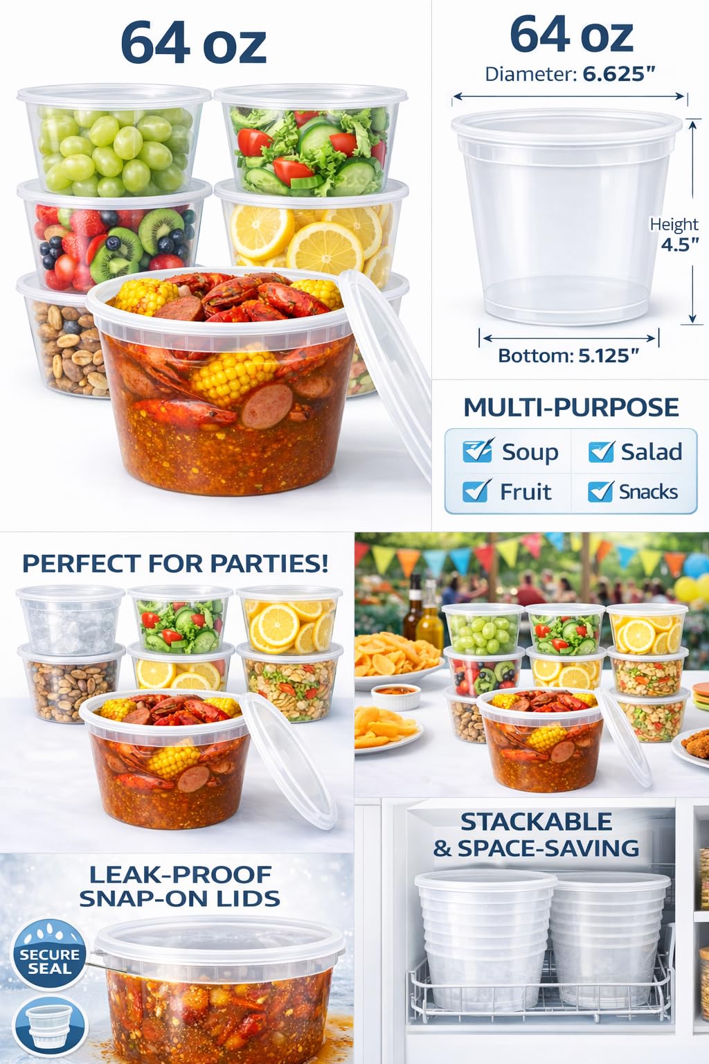 12 oz. Contenedor de plástico translúcido para microondas y tapa Combo Pack-12 juegos