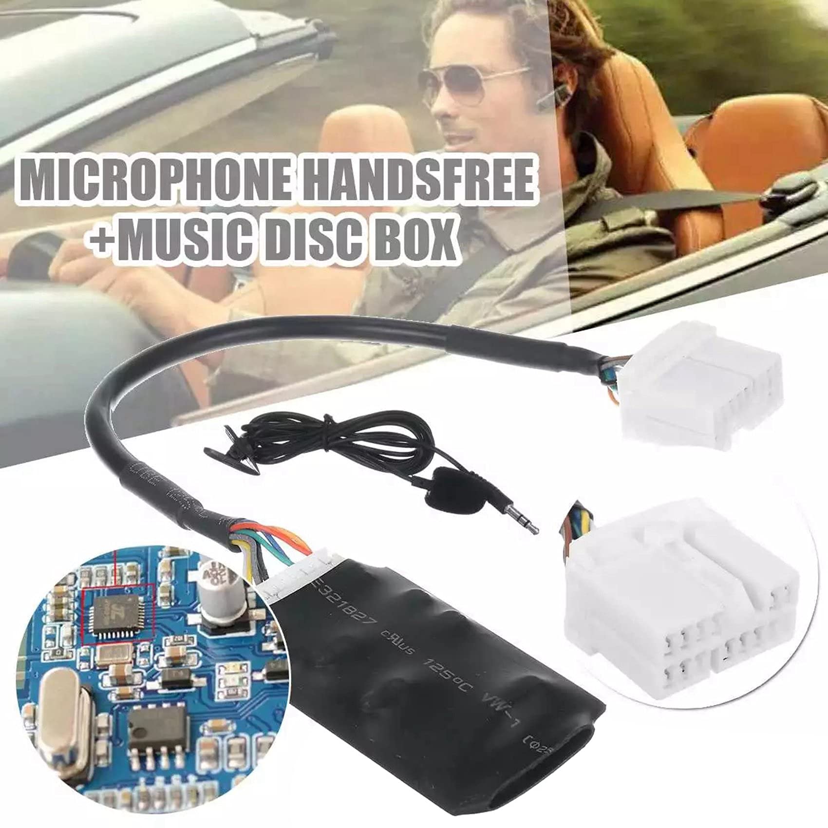 4X Adaptador de Audio para Radio de Coche, Cable Auxiliar Bluetooth, Micrófono, Manos para Accord Fit