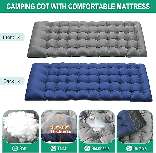 Miniatura 4 de Barbella Catres plegables para camping, tumbonas para patio con colchón, 4 posiciones ajustables plegables para dormir, tumbonas para tomar el sol,