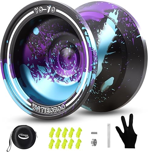 WATIEOBOO El yoyó de metal mejorado W7Pro cuenta con un diseño giratorio en la punta del dedo, adecuado para actuaciones profesionales de yoyo truco