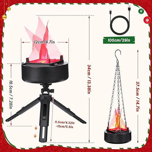 Miniatura 6 de Fuego falso 3D recargable por USB, luz de fuego falsa portátil, luz de llama falsa eléctrica, lámpara de llama falsa, fogata eléctrica para
