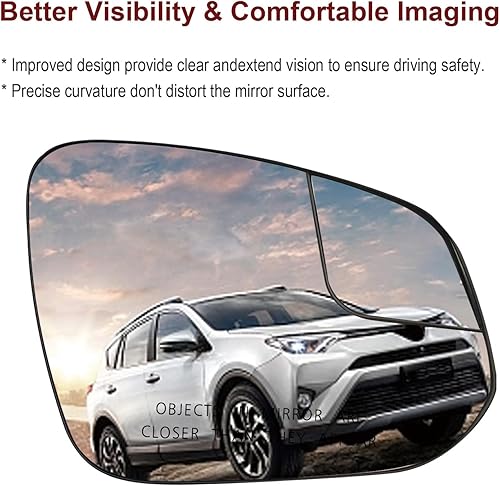 Miniatura 3 de Espejo lateral del pasajero de repuesto con calefacción compatible con Toyota RAV4 2016 2017 2018 Espejo para Toyota RAV4 espejos laterales para