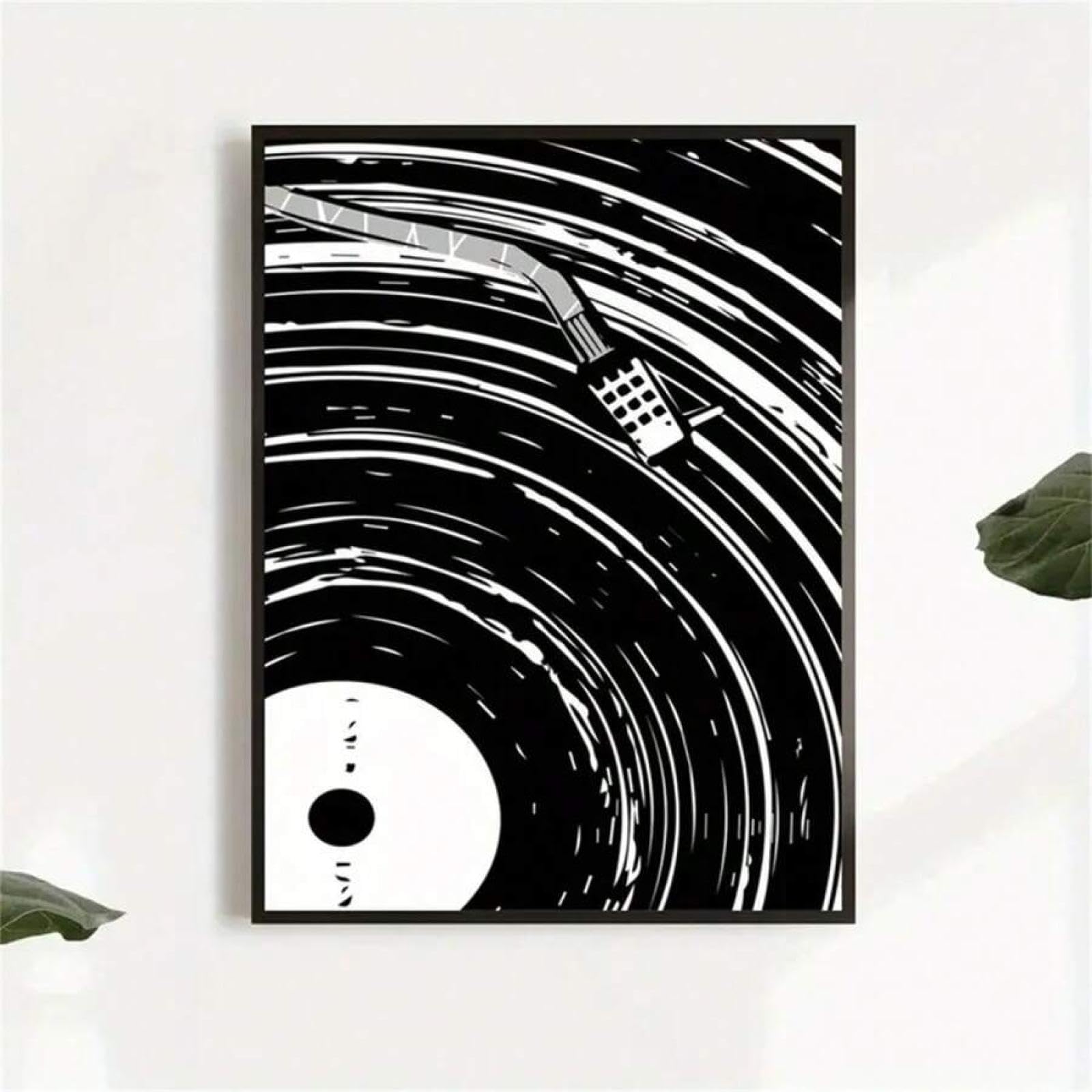 BHTMOI Quadro su tela di arte moderna incorniciato disco in vinile quaderno poster amante della musica decorazione da parete per soggiorno camera da letto 21x30 cm (8x12 pollici) con cornice nera
