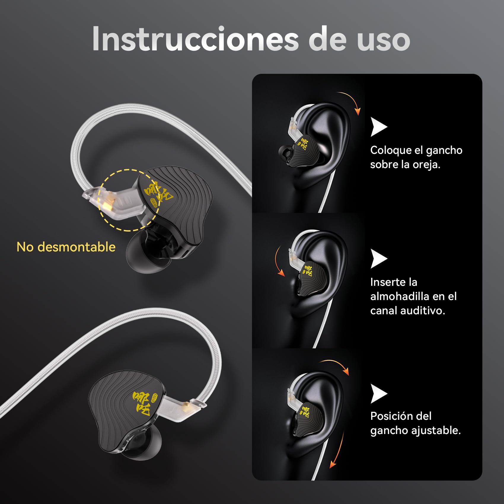 KBEAR NZ02 Auriculares con Cable Auriculares con micrófono para Juegos 1DD IEM Graves Profundos In Ear Monitors Jack 3,5mm compatibles con PC, PS5, Xbox, Switch y Smartphones