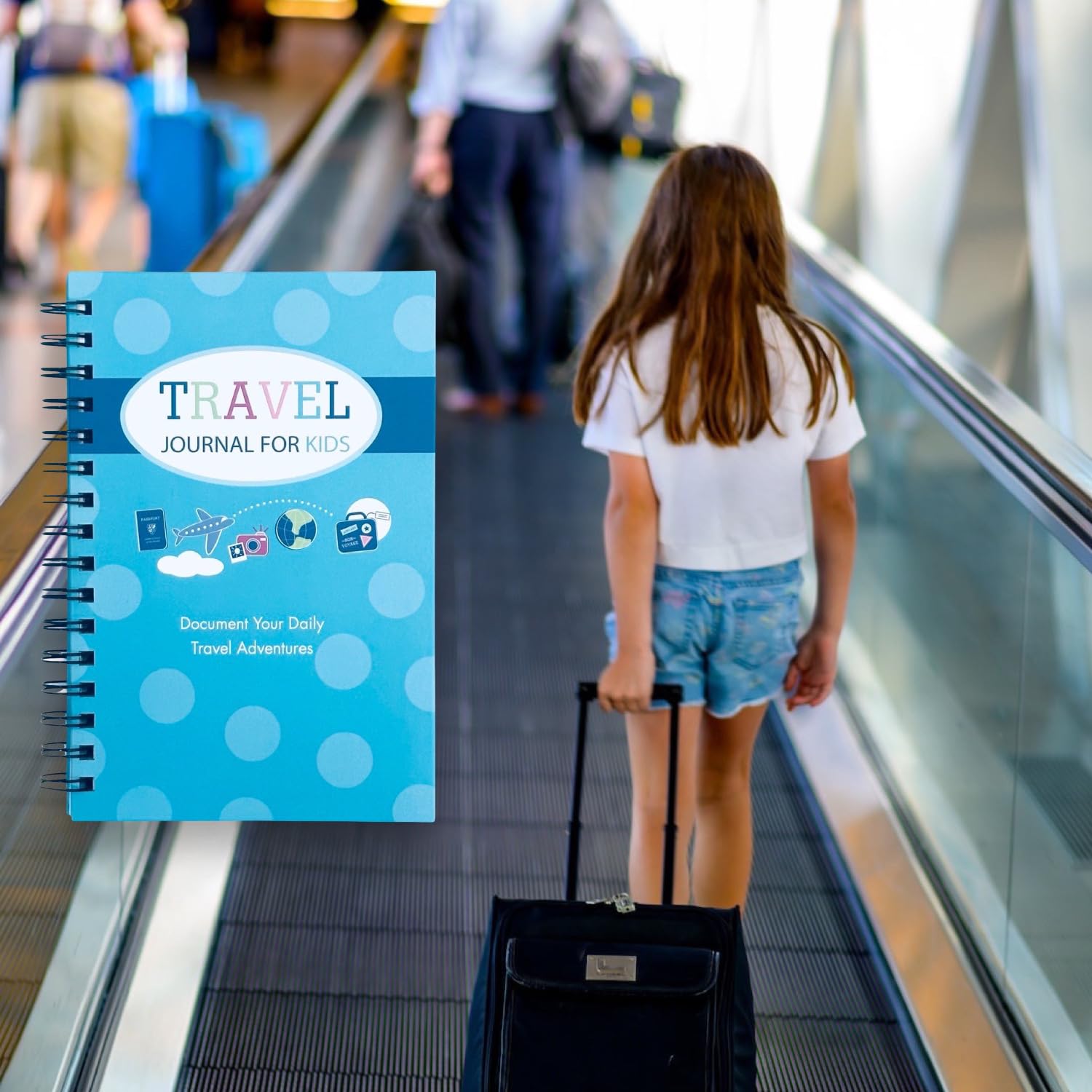 Diario di viaggio per bambini - modo semplice e divertente per documentare diverse vacanze infantili in un unico diario (verde acqua e blu)