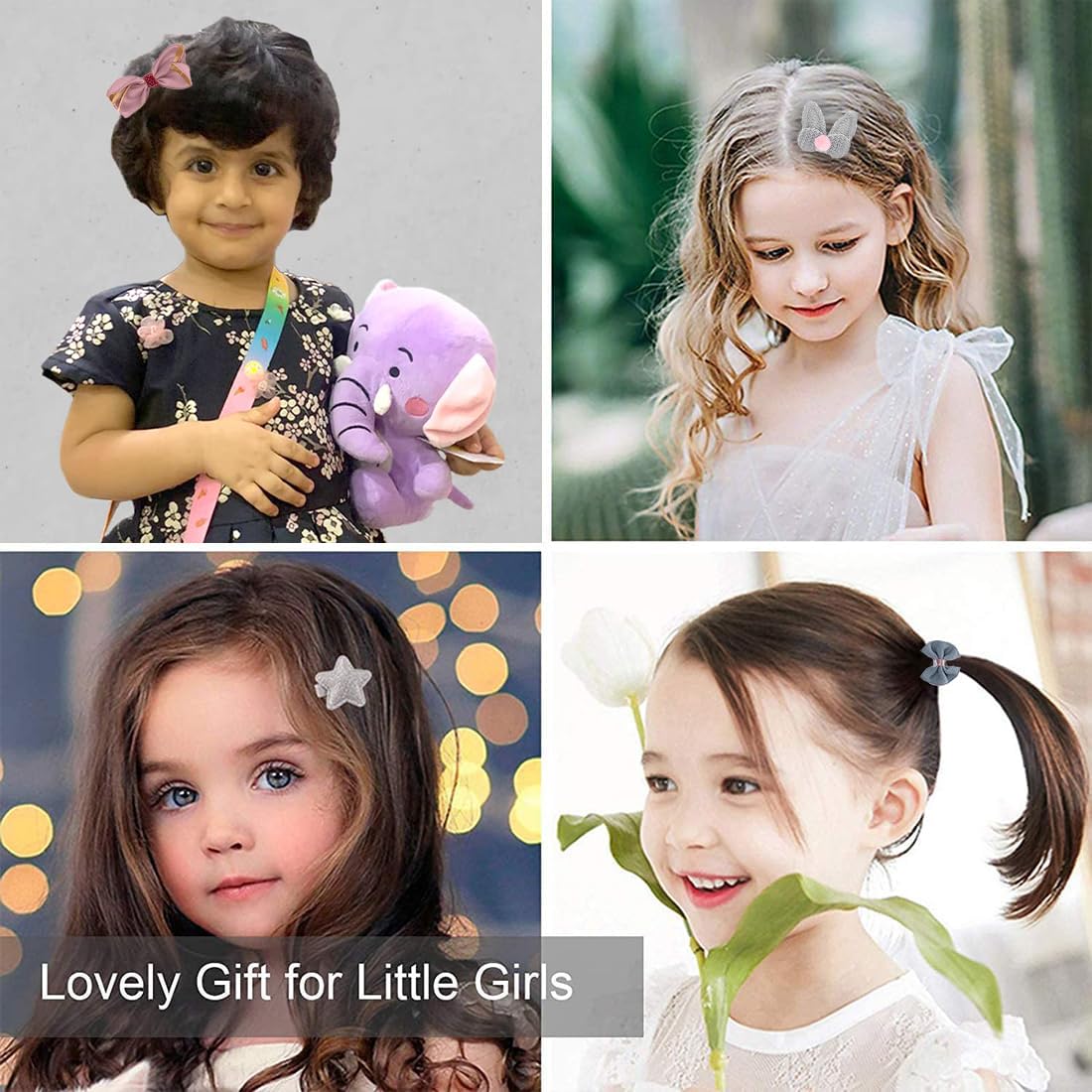 kapimo 36 pcs Hair Clips for Baby Girls Toddlers Assorted Stylish Fashion Kids Hair Accessories Gift Set Box (Pink Blue) 3
