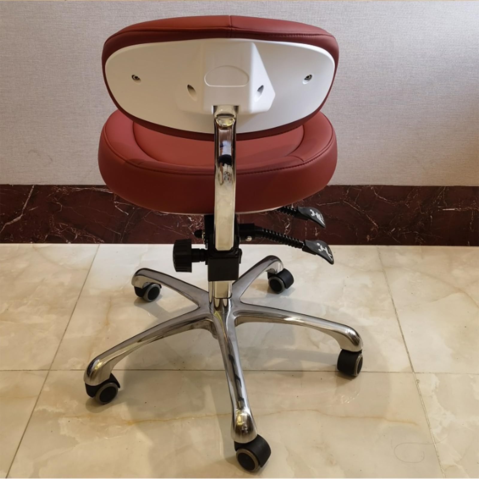 Silla móvil giratoria de 360°, taburete de cuero de microfibra ajustable en altura para clínicas dentales, oficinas y laboratorios