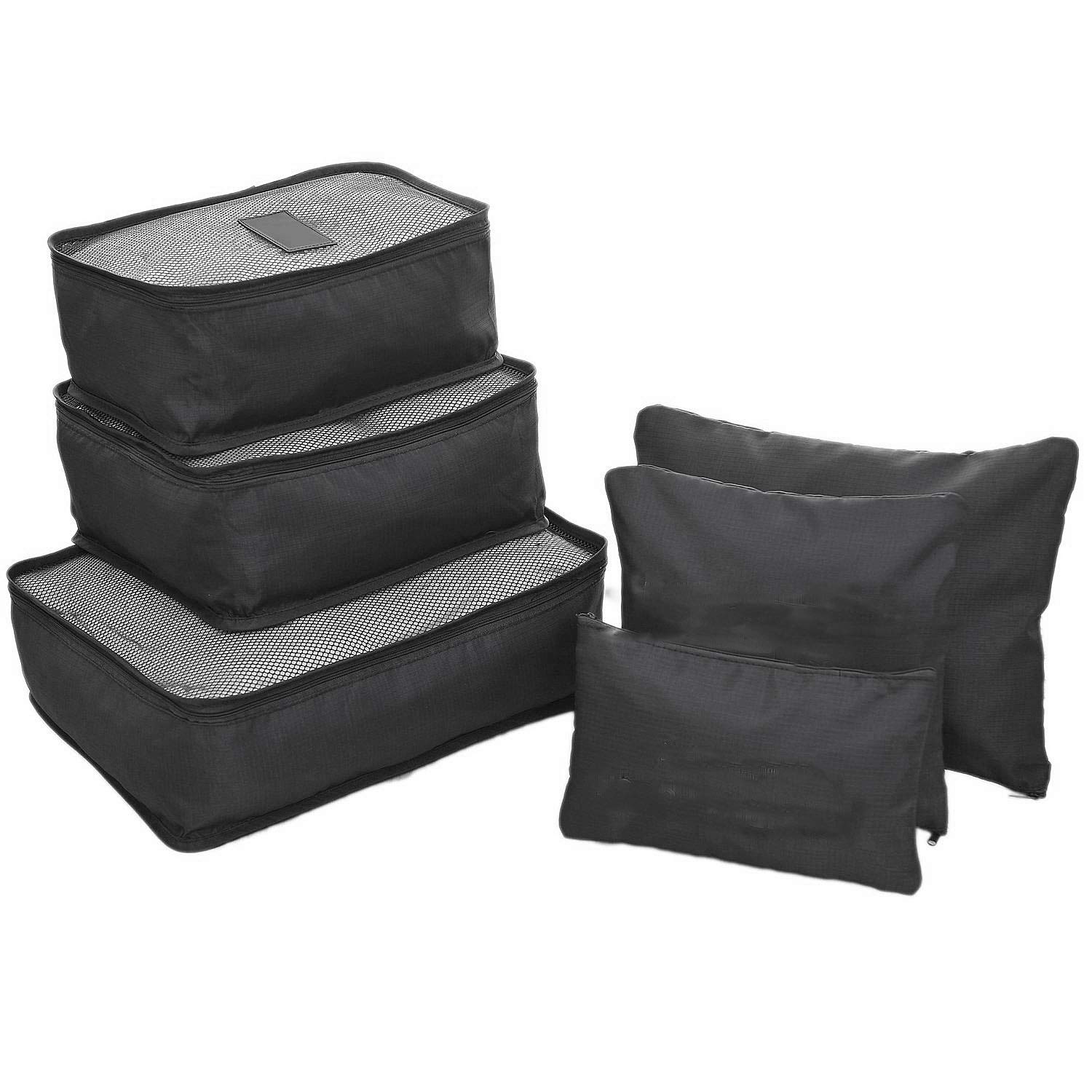 u-nique 6pcs Packing Cubes Portable Travel Storage Bag Organiser Luggage Suitcase Compression Pouches Luggage Organiser - TRLDBAGBL-1 (Black) (Model Number: TRLDBAGBK-1)-picture-32