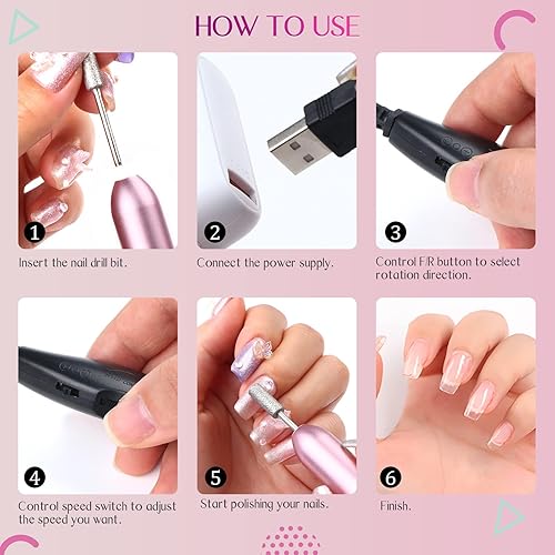 Miniatura 9 de SAVILAND Esmalte de uñas de gel francés blanco de 0.5 fl oz y taladro eléctrico de uñas