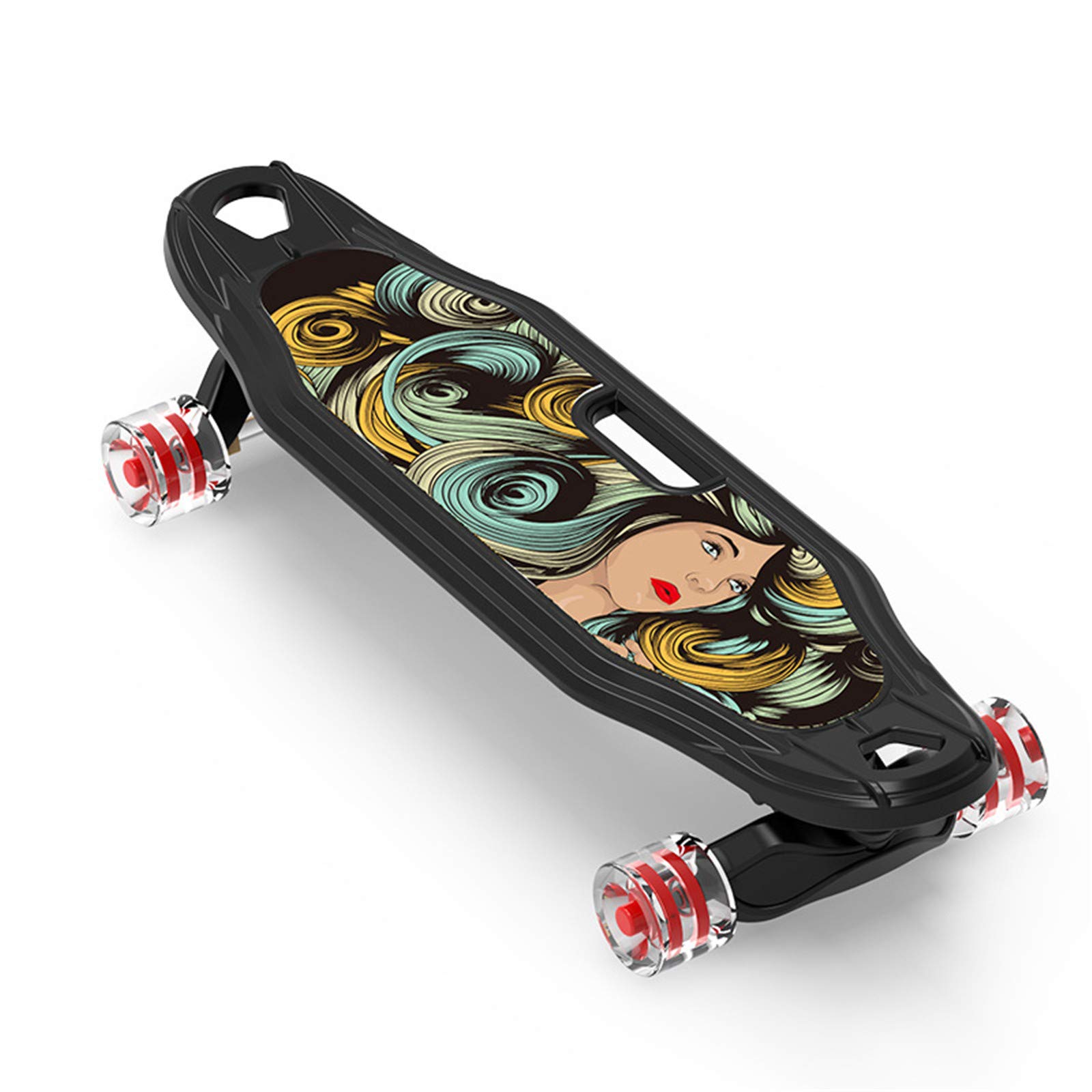 Black Cruiser Skateboard, Planche À roulettes Complète 65 * 24Cm avec Poignée Et LED Light Up Wheels Skate Board pour Débutants Jeunes Enfants Adolescents Garçons Filles Cadeau