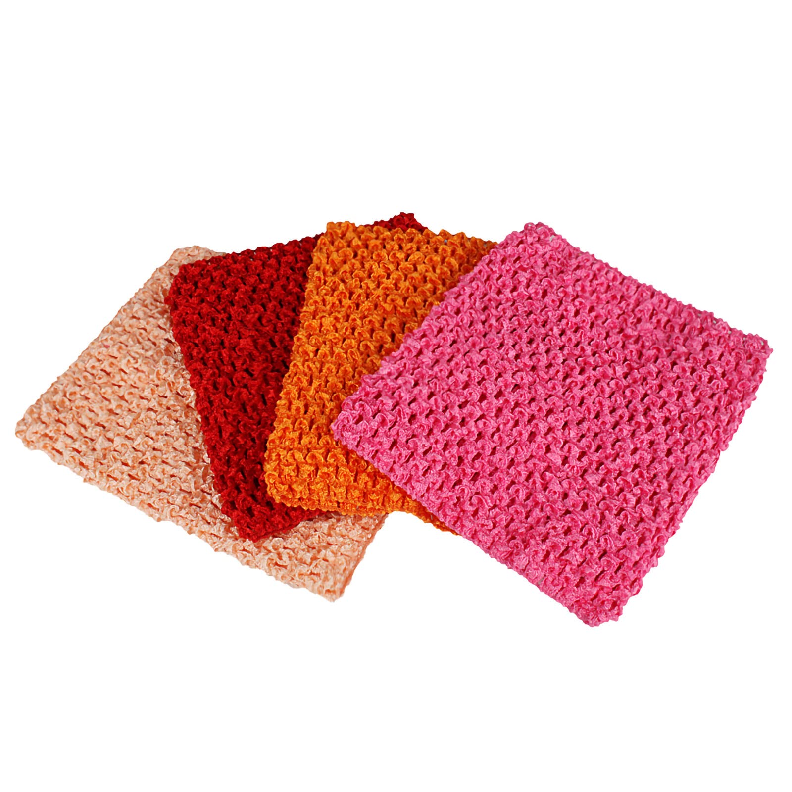 Andux 6 Inch Assorted Colors Baby Girl Crochet Tutu Tube Tops Chest Wrap Wide Crochet Headbands ETMX-01 (Shallow Rose+Snow+red+Orange;4PCS;6inch)