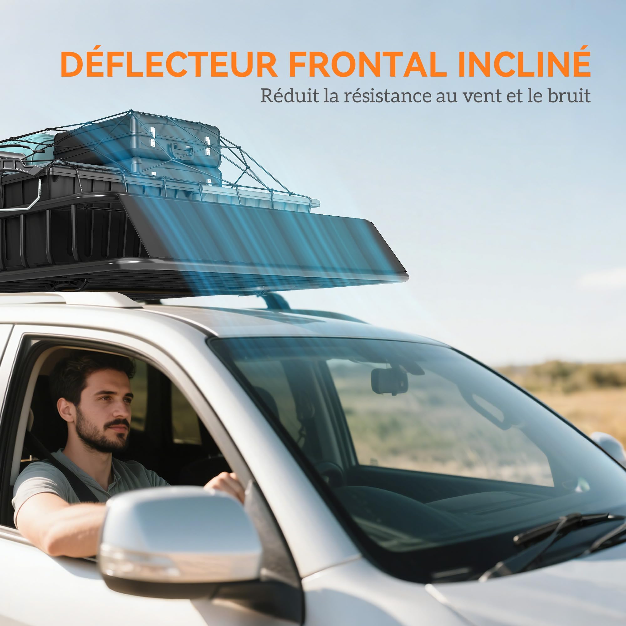 HOMCOM 64"/43" x 39" Baca de Techo Regulable Universal para Coche