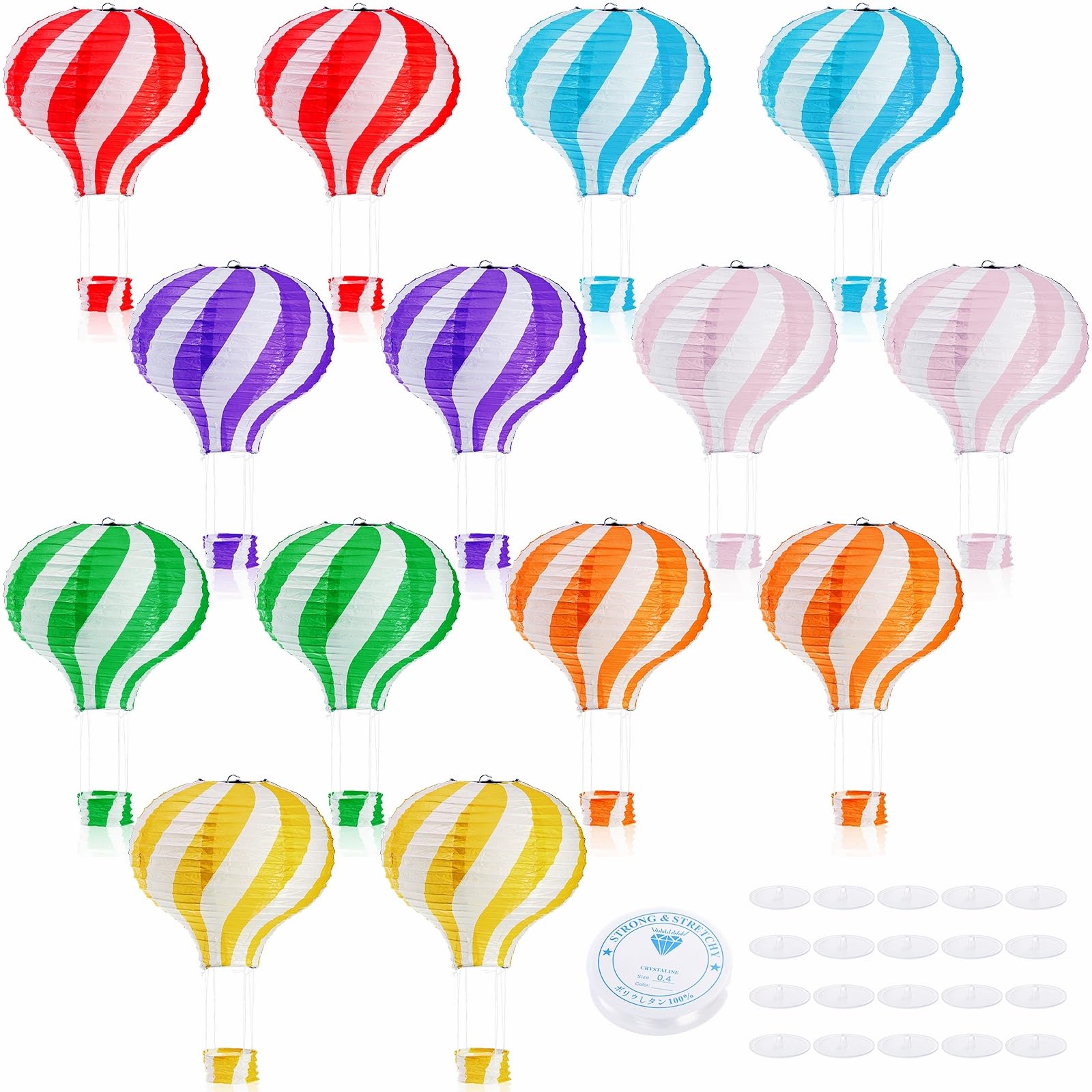 Goaste 14 Pack Hanging Hot Air Balloon, 12 Inch Colorful Paper Lanterns Set, Reusable Party Ball Lamps for Wedding, Birthday, Engagement, Christmas, Classroom Decoration, Assorted Colors
