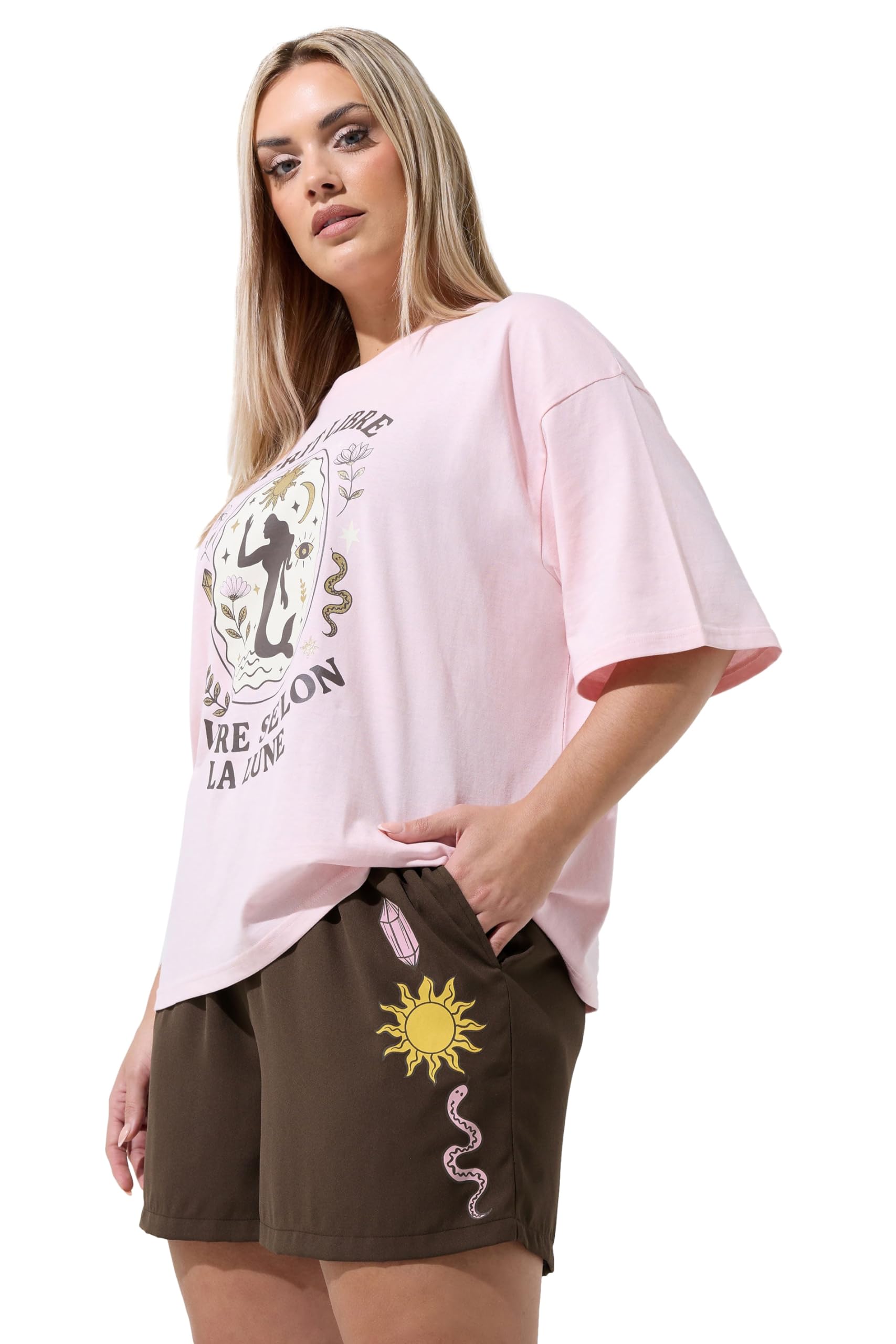 Yours Women's Chocolate Celestial Print Shorts In | Size: 22-24