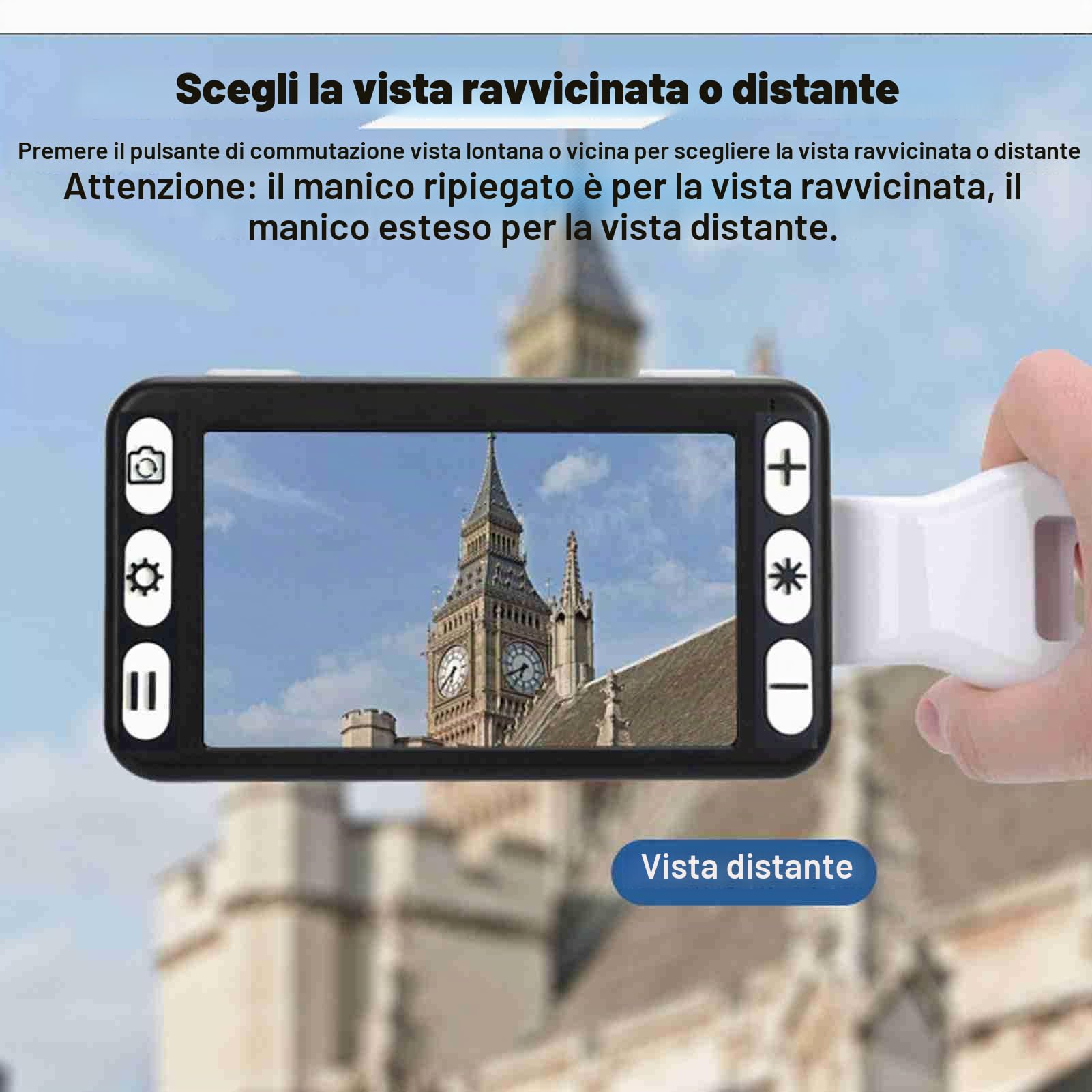 Ausilio per la Visione Elettronica 5 Pollici, Lente D'ingrandimento Elettronica Palmare a Doppio Uso 2X a 48X per Visione Ravvicinata, Aiuto Alla Lettura Ricaricabile per