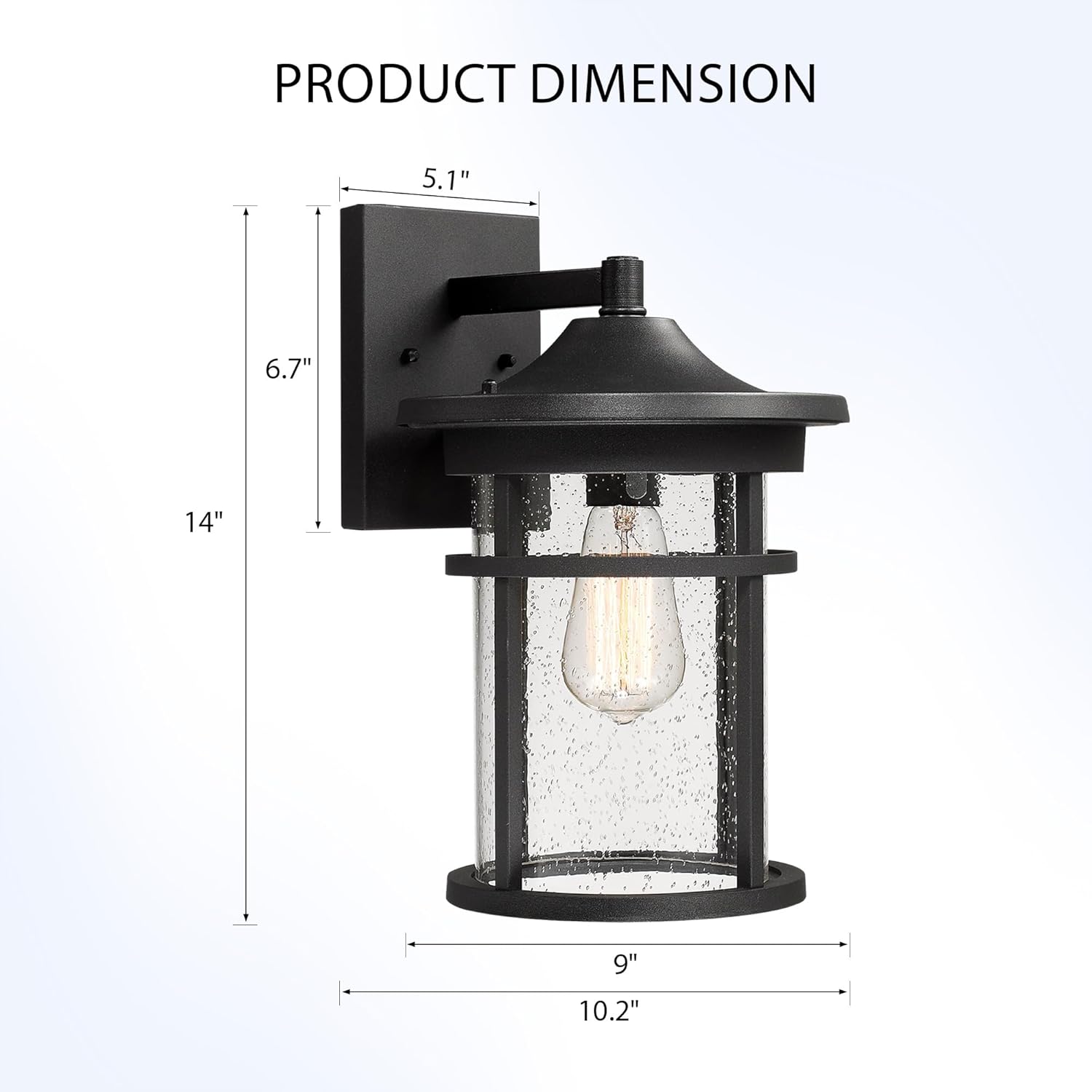 bestshared outdoor wall sconce, outdoor wall lights, exterior wall mount light fixture, modern outside porch light wall mount for house, garage, entryway, exterior wall lantern with seeded glass shade