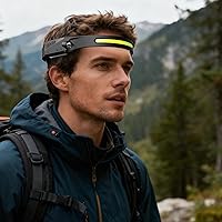 Vista 3 de Lámpara de cabeza, luz LED brillante e impermeable, 3.9 x 2.2 in, lámpara con sensor de movimiento, linterna impermeable, función de sensor