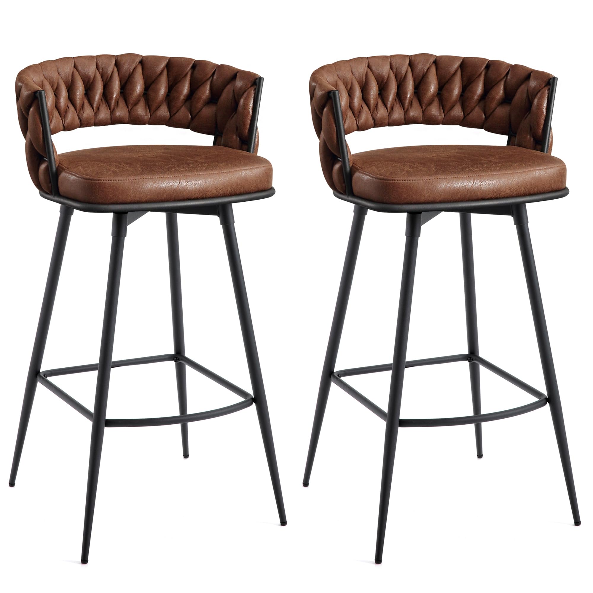 BV Counter Height Bar Stools with Woven Back and Footrest