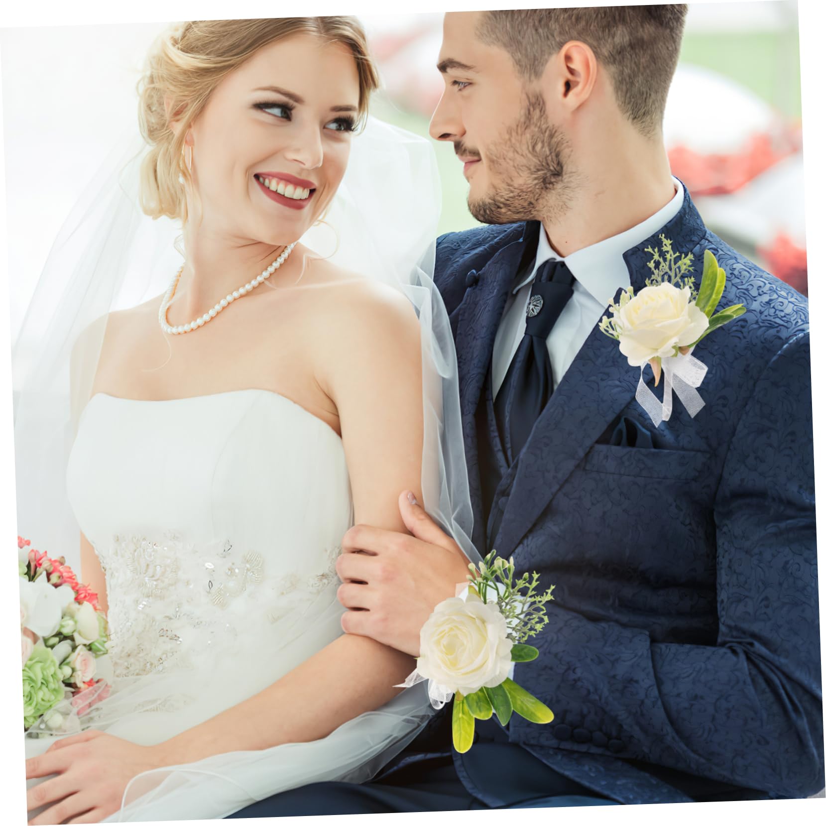 5sätze Korsage Handgelenk Blume Für Hochzeit Künstliche Perlenarmband Corsage Für Braut Und Bräutigam Teiliges Mit Verstellbarem Armband Eleganter Hochzeitszubehör
