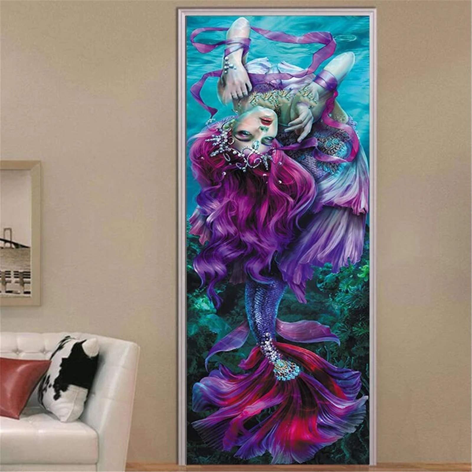 Kit de peinture diamant 5D sirène grand format 70x200cm broderie strass ronds pour salon