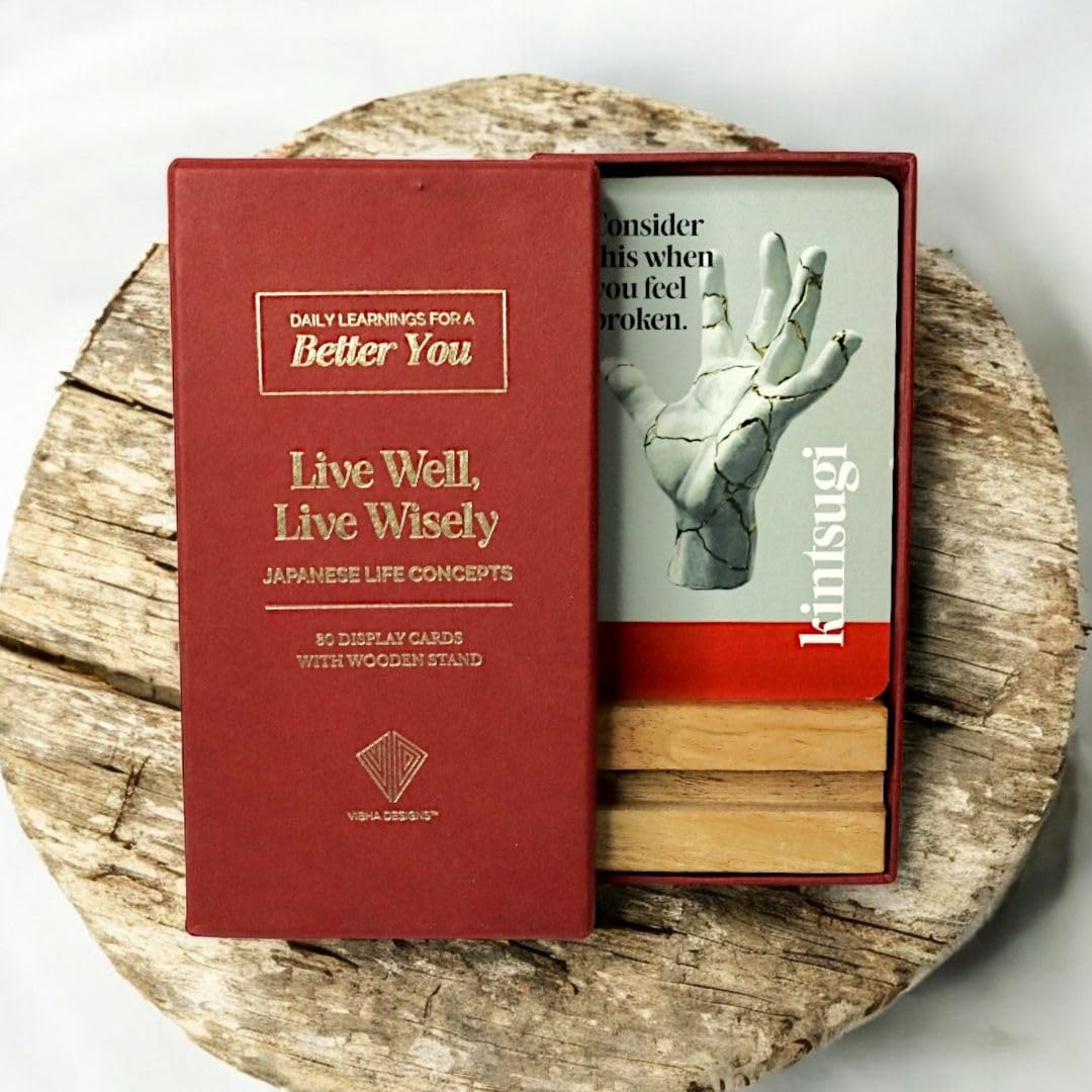 Sponsored Ad - Japanese Wisdom Cards Set | 30 Daily Inspiration & Affirmation Cards for Self Growth & Transformation | Mindfulness & Self-Care Gift with Wooden Stand | Christmas & New Year Gift