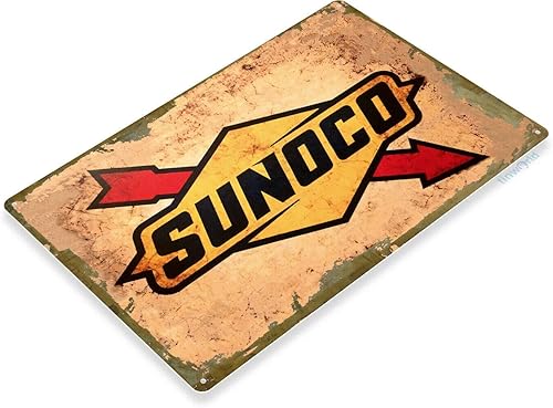 Para Sunoco Gasolinera Motor de Garaje Motor Retro Logo Rústico Decoración de Pared Metal Estaño Letrero de 8 x 12 pulgadas