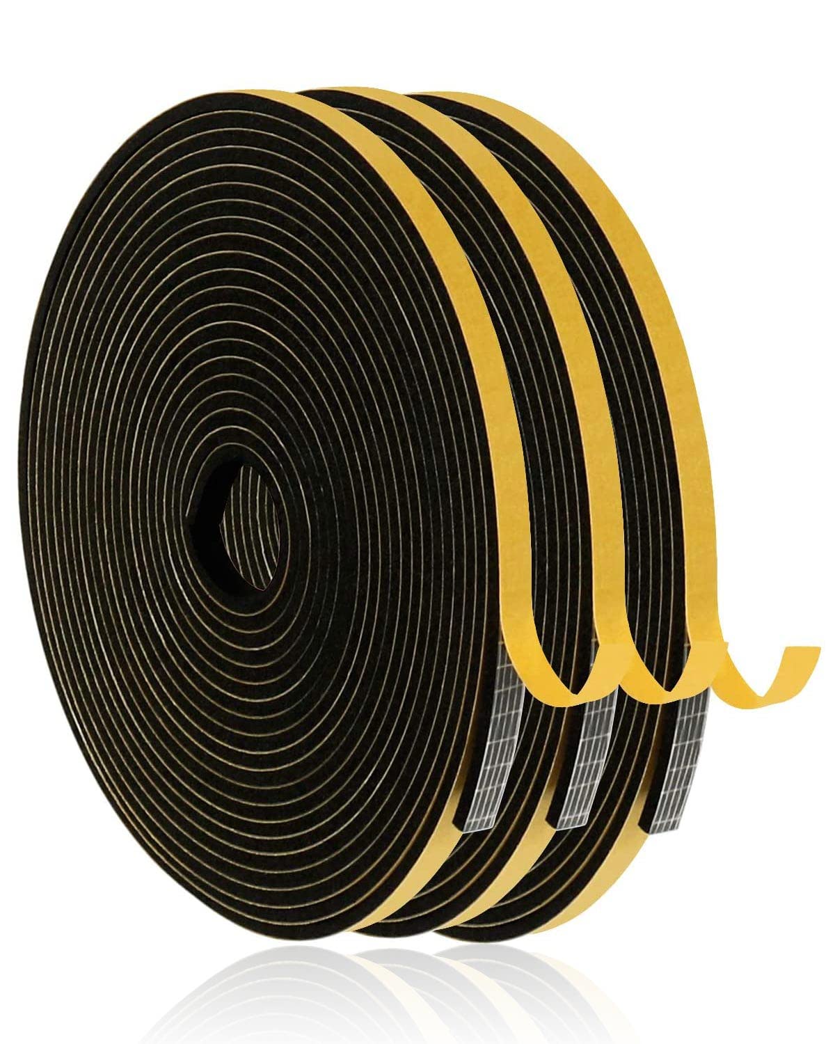 E-SMARTERDraught Excluder Tape 3pcs, Self-Adhesive Door Seal Strip, 6mm(W)*3mm(H)*6m(L) Thick Window Seal, Door & Window Draft Excluder, Total 18m