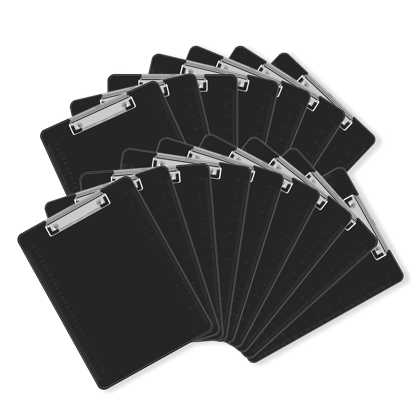 Black Clipboards, PANDRI 16 Pack Plastic Clipboards with Low Profile Clip 12.5 x 9 Standard Letter Size Clipboard for Classrooms Offices