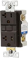 Vista 2 de Eaton GFCI - Receptáculo dúplex de autoprueba 20A -125V con placa de pared de tamaño estándar, color marrón