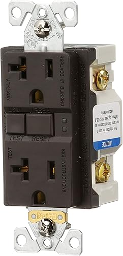 Miniatura 2 de Eaton GFCI - Receptáculo dúplex de autoprueba 20A -125V con placa de pared de tamaño estándar, color marrón