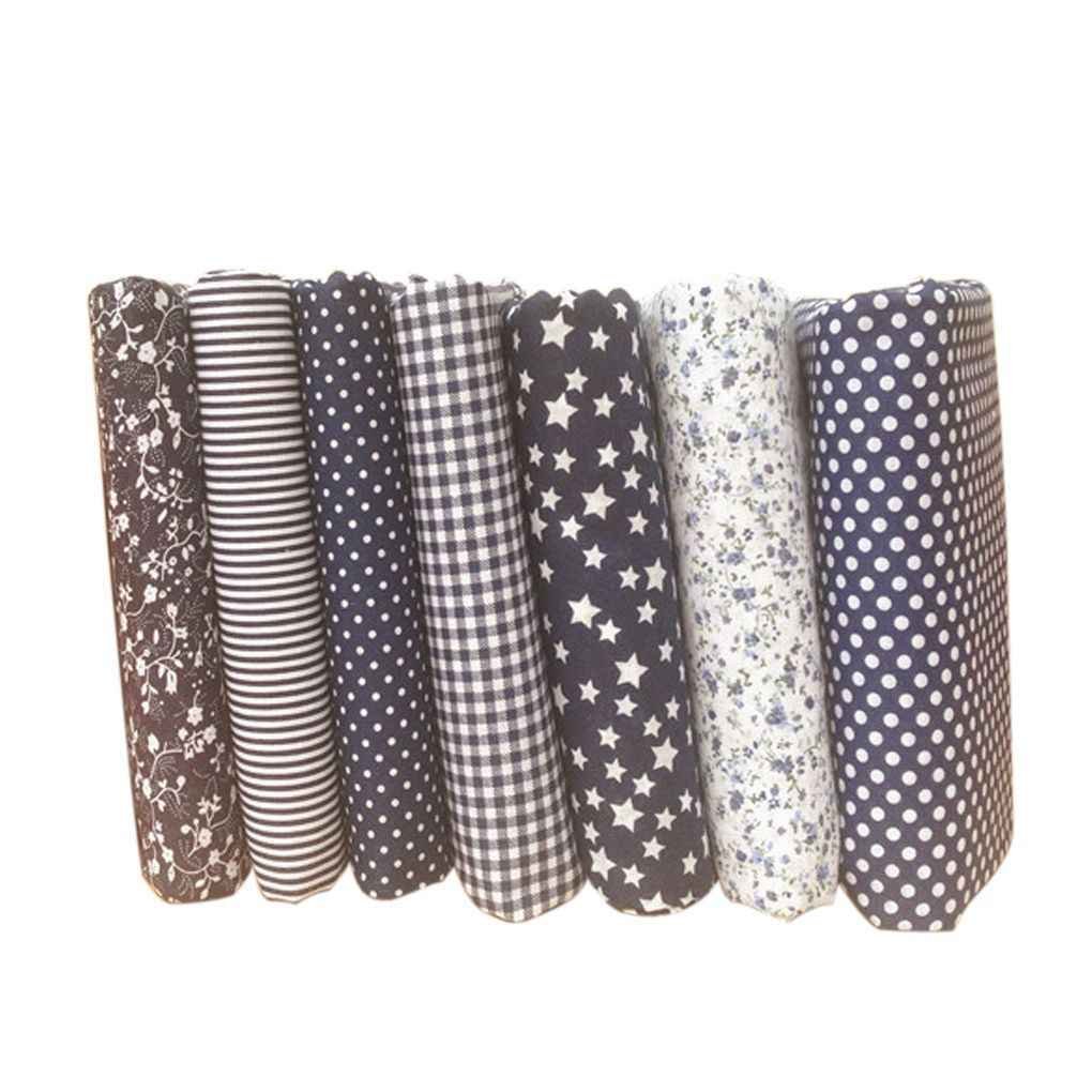 Demino 7pcs Cotton Fabric Flower Dot Star DIY Cotton Quilting Fabric Bundle for Patchwork Crafts Fabric