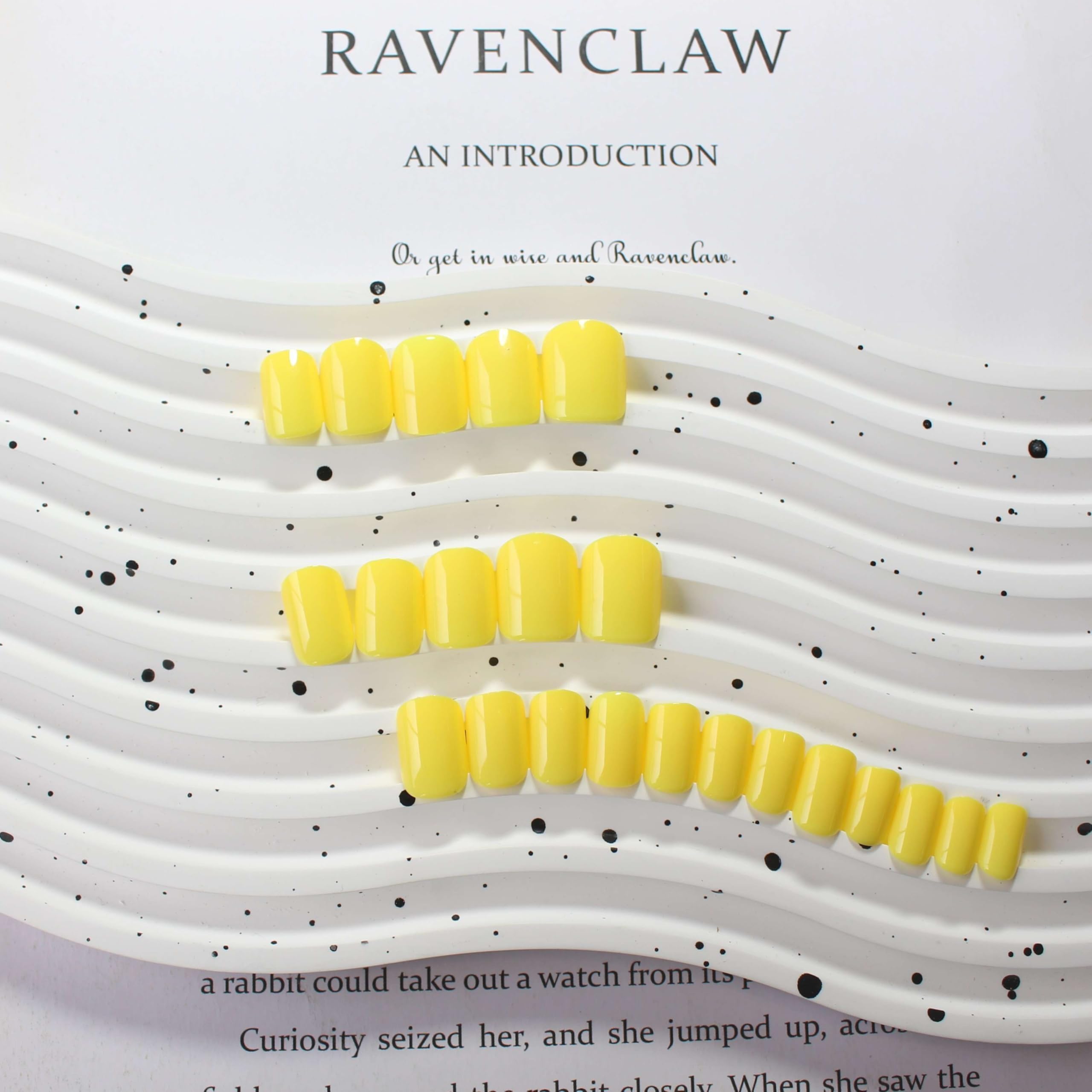SXVME Yellow Press on Nails Short Square Acrylic Short False Nails Coffin Natural Acrylic Fake Nails Set Elegant Solid Color Full Cover Glossy Gel Stick on Nail for Women Daily Wear 24 Pcs - Image 4