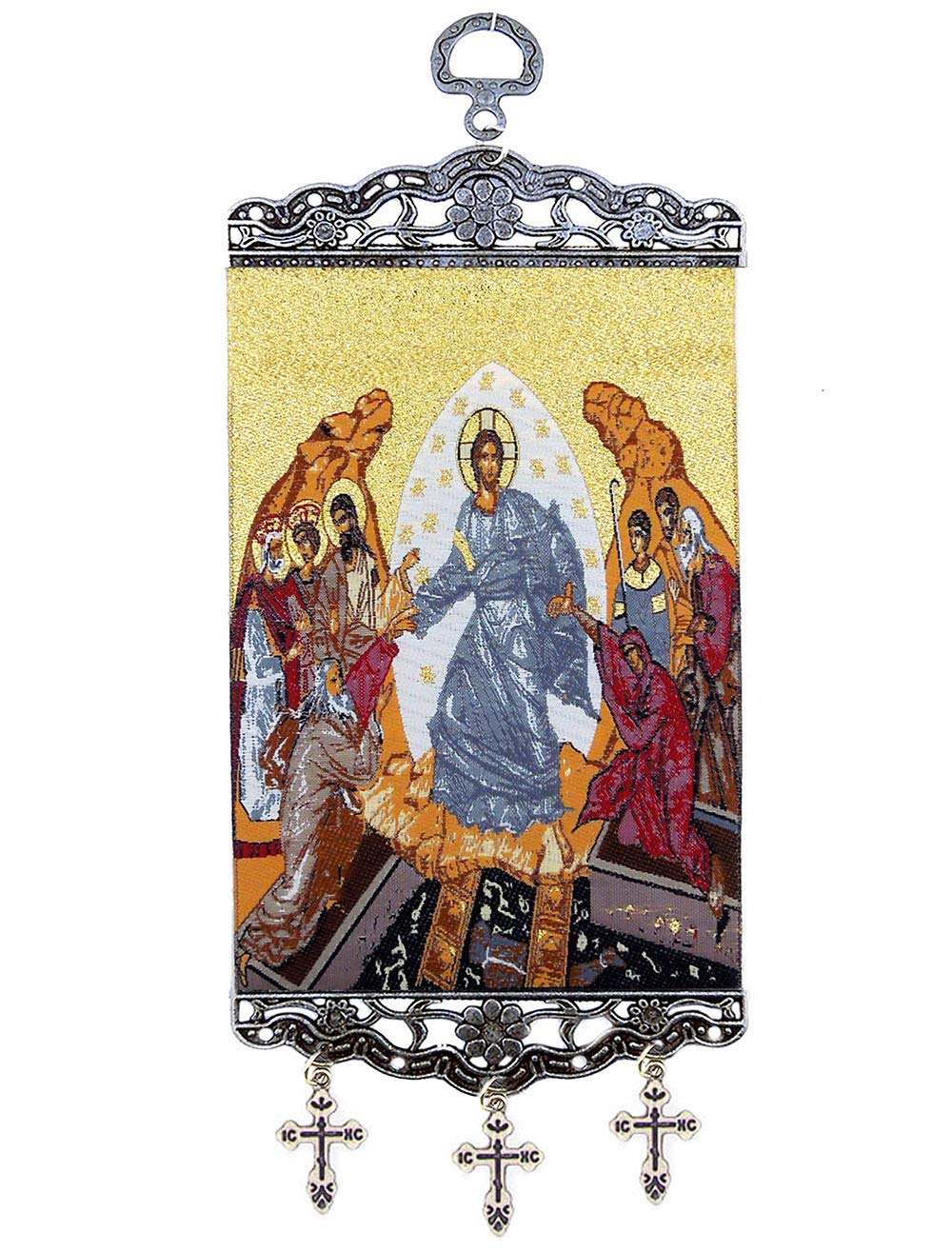 Icône 3d Croix en bois tissu blanc de Jésus-Christ Il est ressuscité