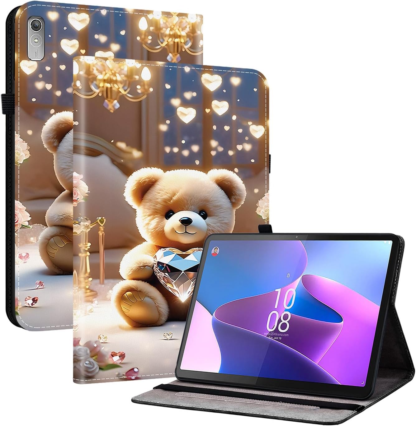 Case for Tablet Lenovo Tab P11 (2nd Gen) 11.5" TB350FU Flip Case PU Leather Protective with Stand Painted Pattern for Lenovo Tab P11 2022/Xiaoxin Pad Plus 2023 Cover,Diamond Bear