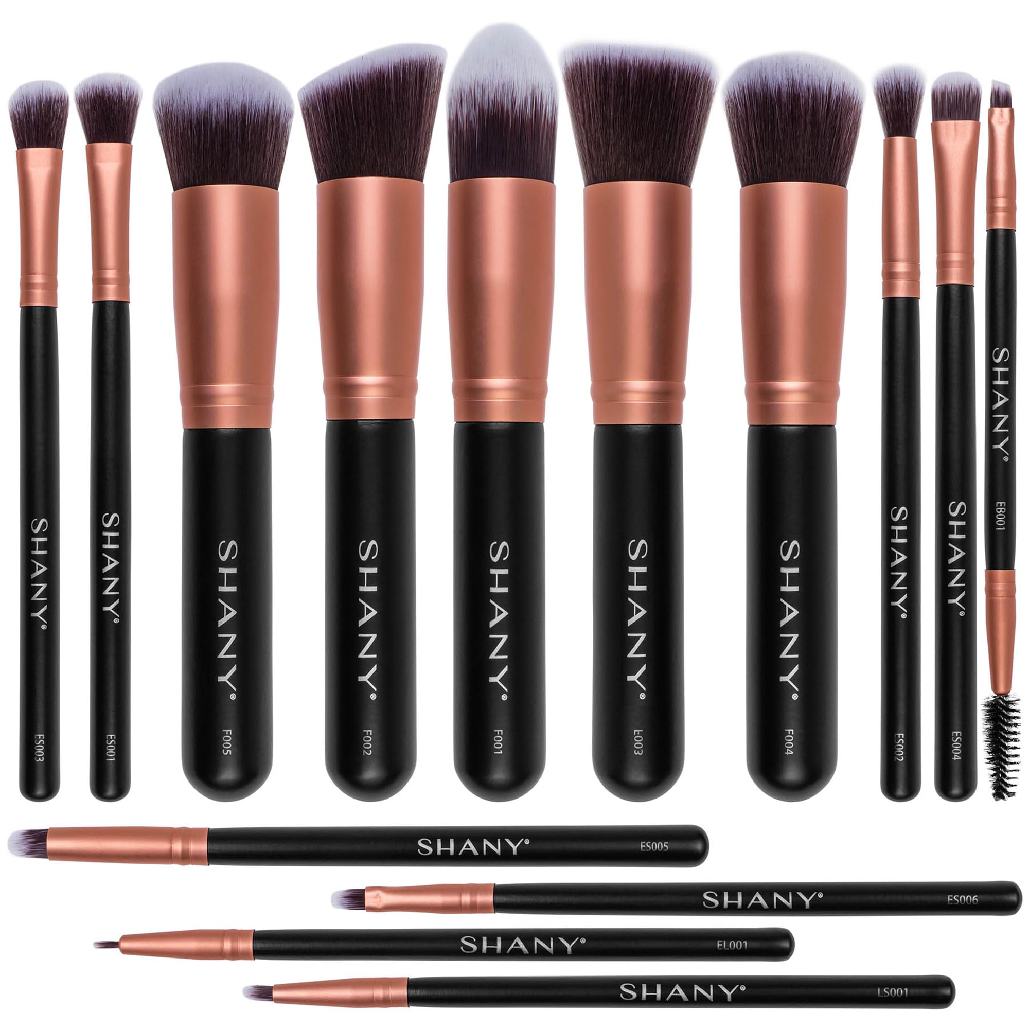 Makeup Brushes - Rose All Day - 14-Piece Brush Set – Foundation Powder Concealers Eye Shadows Makeup brushes - Complete Kabuki Makeup Brush Set in Rose Gold - 14 PCS