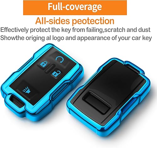 Miniatura 3 de Sindeda Funda para llavero Chevrolet con llavero de protección completa suave compatible con Colorado Silverado Suburban Tahoe GMC Canyon Sierra