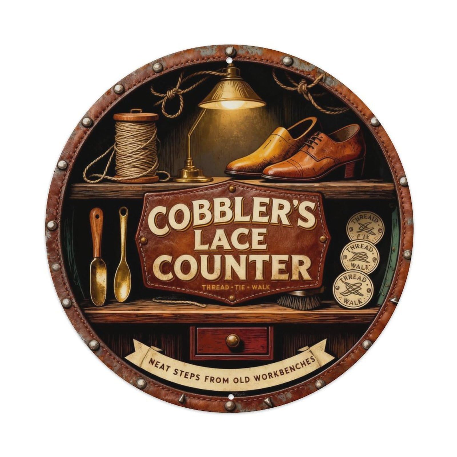 Cobblers Lace Counter Sign Metal Tin Sign Plaque
