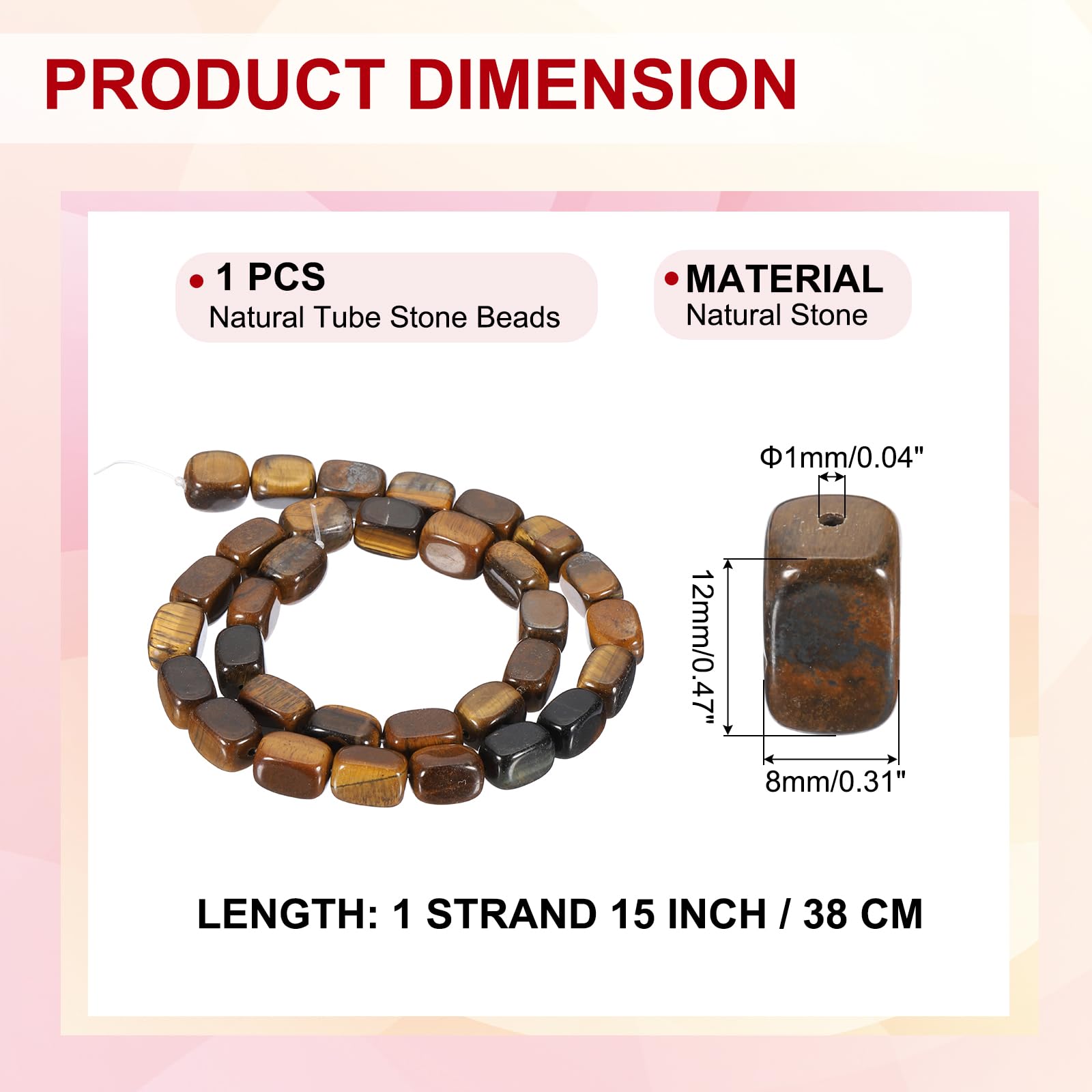 PATIKIL 12x8mm Natural Stone Gemstone Beads for Jewelry Making 1 Strand 15"/38cm Cuboid Loose Spacer Beads Crystal Agate Beads for Bracelet Necklace DIY Art Craft Yellow Brown - Image 2