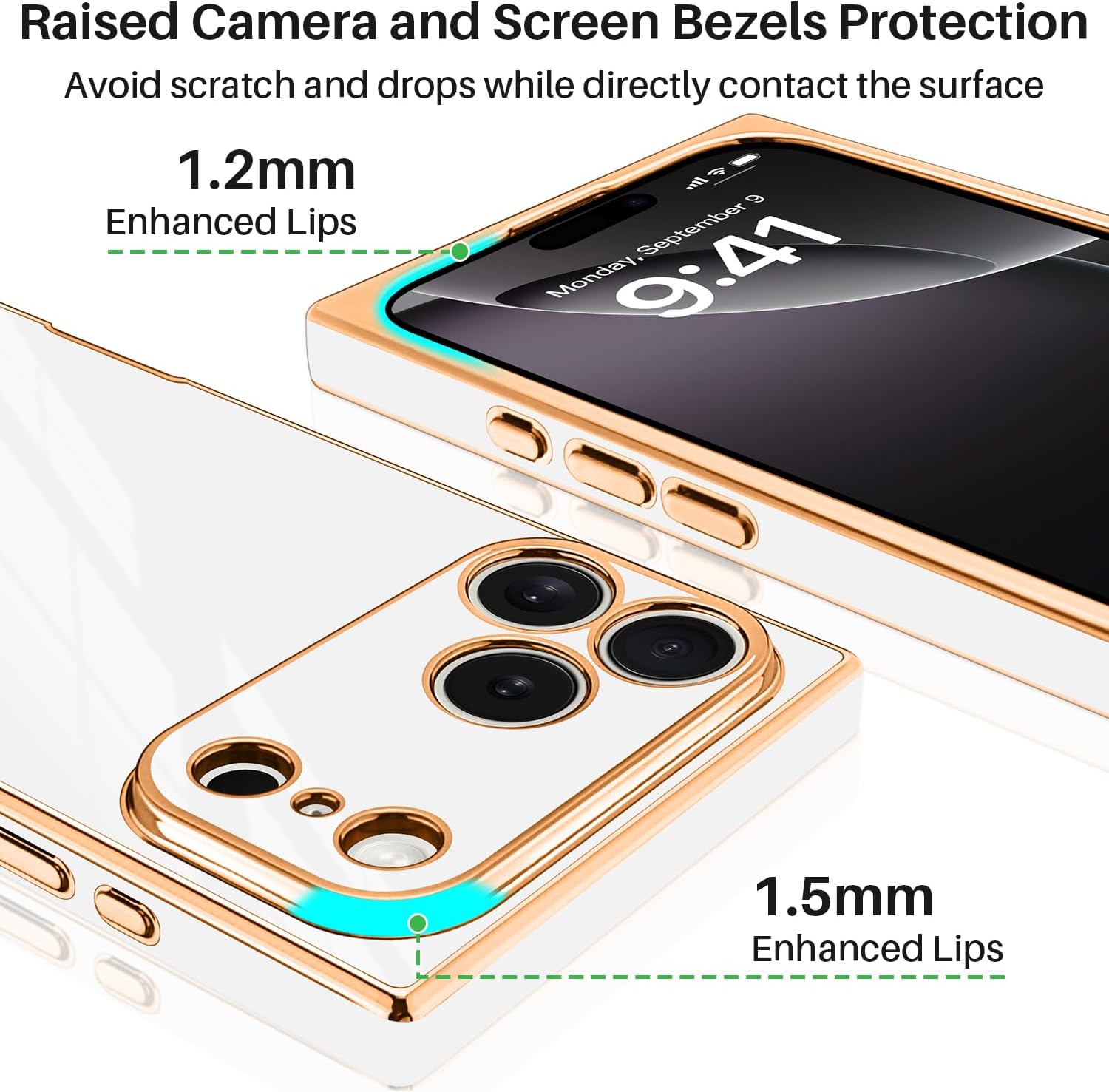 Designed for iPhone 17 Pro Max Case Rectangle, Works with Magnetic Wireless Charging, Full Lens Protection, Flexible TPU Electroplated Edge for Women Men Phone Case for iPhone 17 Pro Max White - Image 6