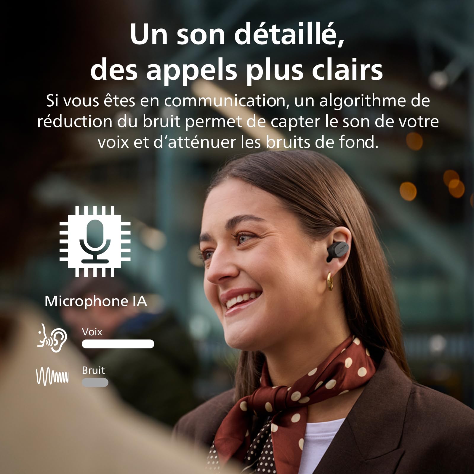 PHILIPS TAT5000BK Écouteurs Intra-Auriculaires Bluetooth True Wireless Réduction du Bruit, Petites Oreillettes - Dynamic Bass, boîtier de Charge de Poche, 40 h d'autonomie, appels clairs - Noirs