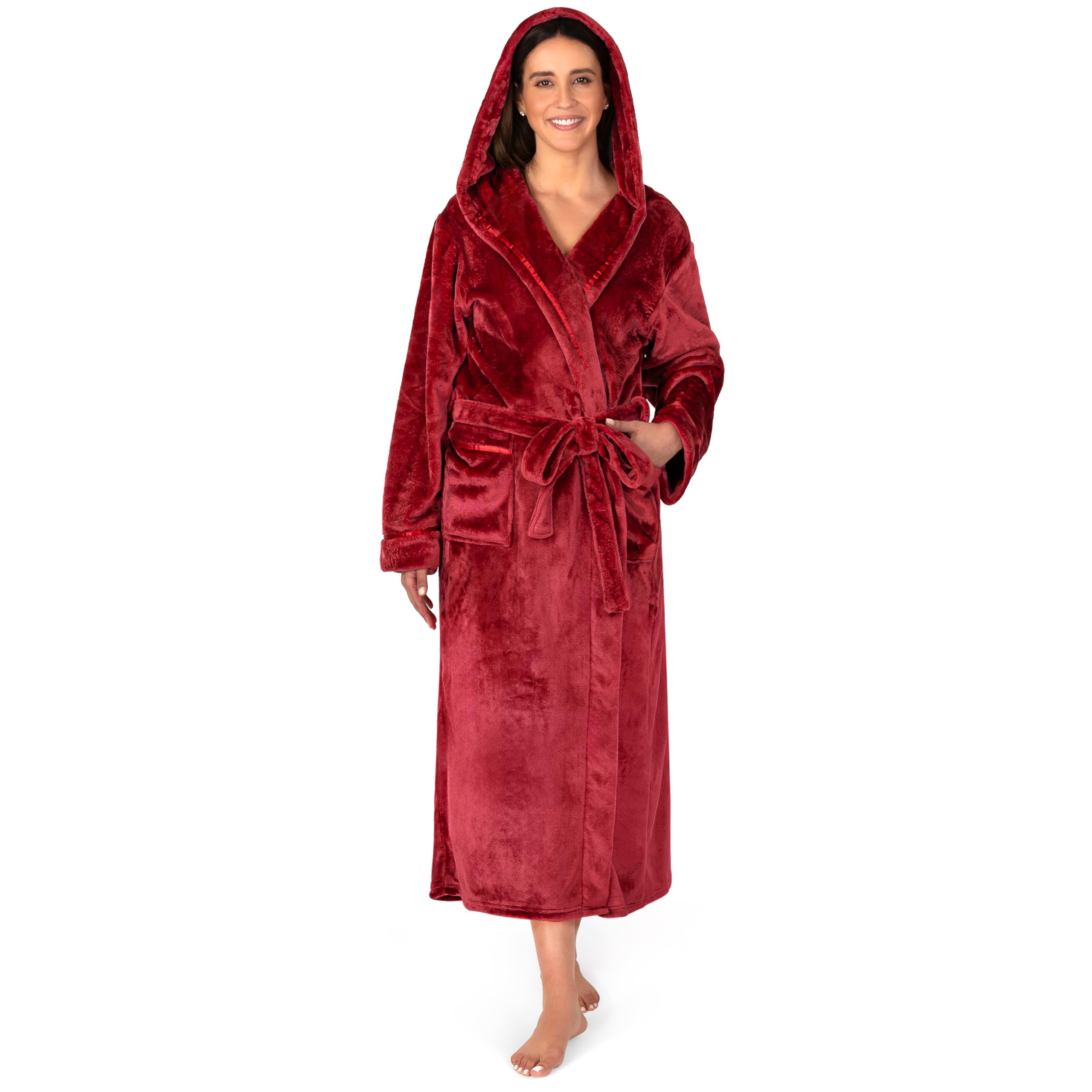 PAVILIA Robes For Women, Fleece Soft Fluffy Bathrobe, Plush Cozy Long Spa Robe