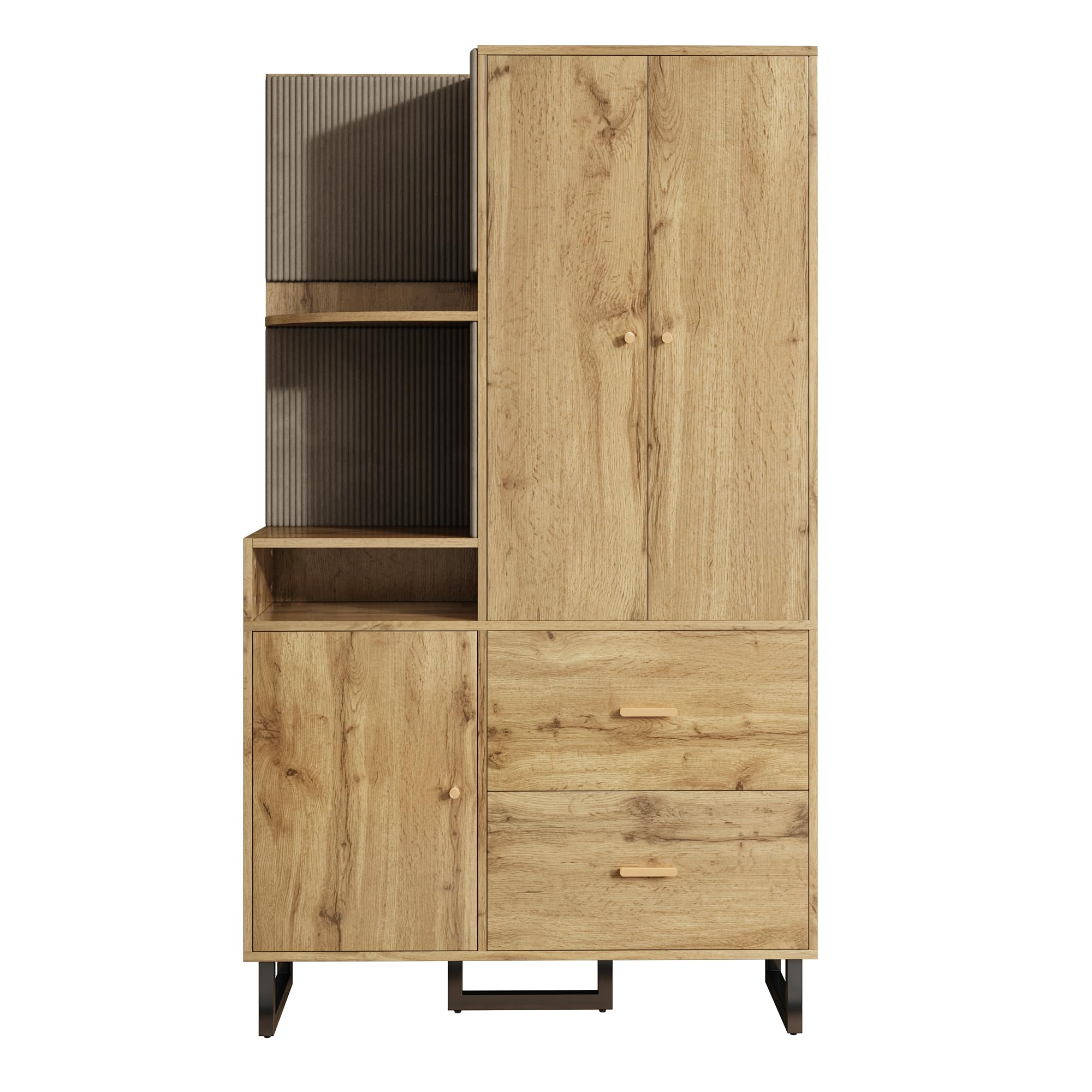 SUKY Appendiabiti compatto, 110 x 186 x 38 cm, guardaroba per corridoio, corridoio, armadio con pannelli imbottiti (nero, naturale)