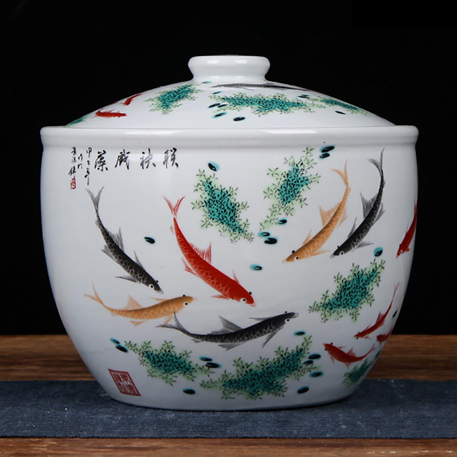 Reisbehälter Keramik Vorratsdose Behälter Box Haushaltseimer Getreidespender Lebensmittelzylinder mit Deckel Chinesischer dekorativer luftdichter Ingwer für Tee