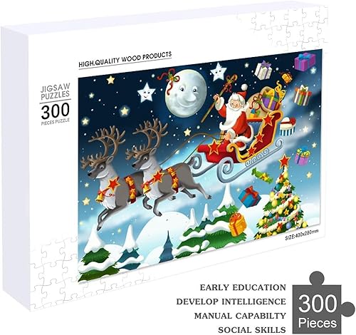 Miniatura 4 de Rompecabezas para adultos de 300 piezas, Noche de Nochebuena, Santa Claus, rompecabezas divertido para la familia