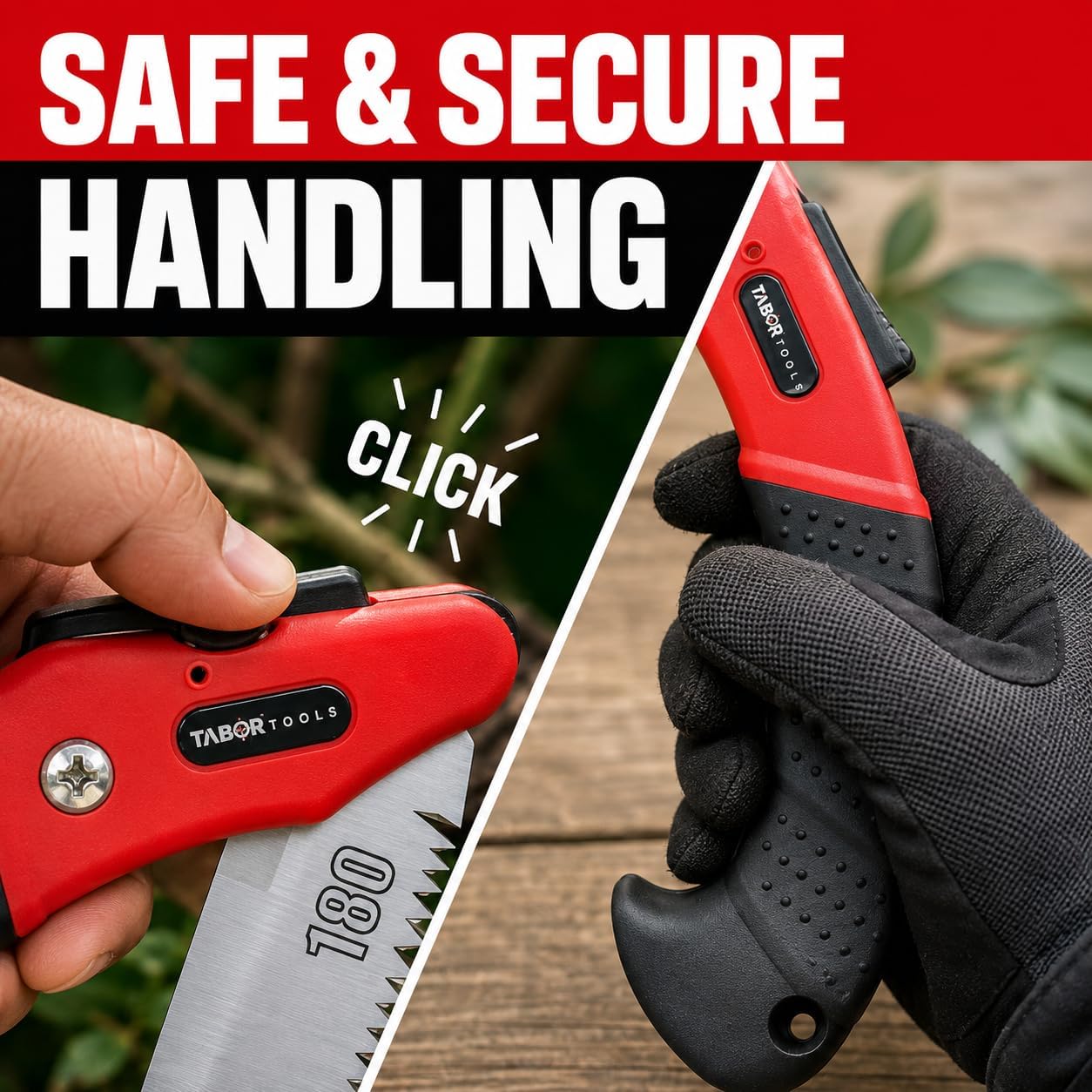 TABOR TOOLS TTS25A Folding Saw with 8 Inch Curved Blade, Folding Hand Saw for Pruning Trees, Trimming Branches & Wood Cutting, Razor Tooth Camping & Tree Saw with Locking Handle image 5