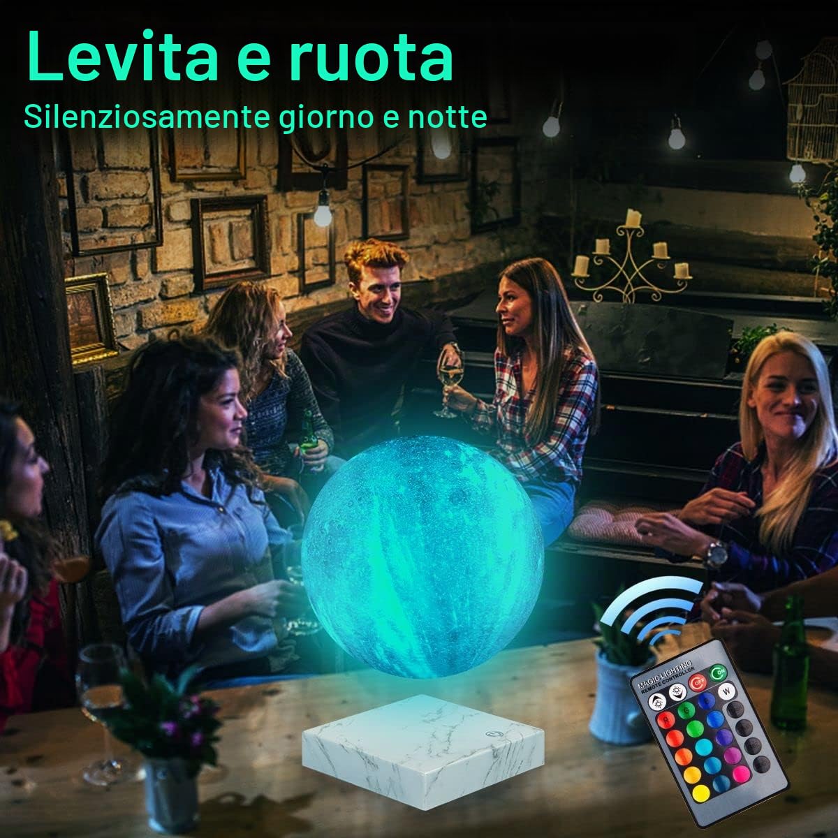 Lampada Magnetica Fluttuante e Filatura Lunare con Telecomando, 16 Colori LED 3D Luci Notturne Galassia per Decorazione Stanza, Regali di Compleanno