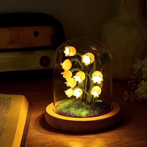 Hortsun Lirio de los valles - Regalos de flores para mujeres, lámpara de decoración de flores de lirio de los valles para mujeres, cumpleaños,