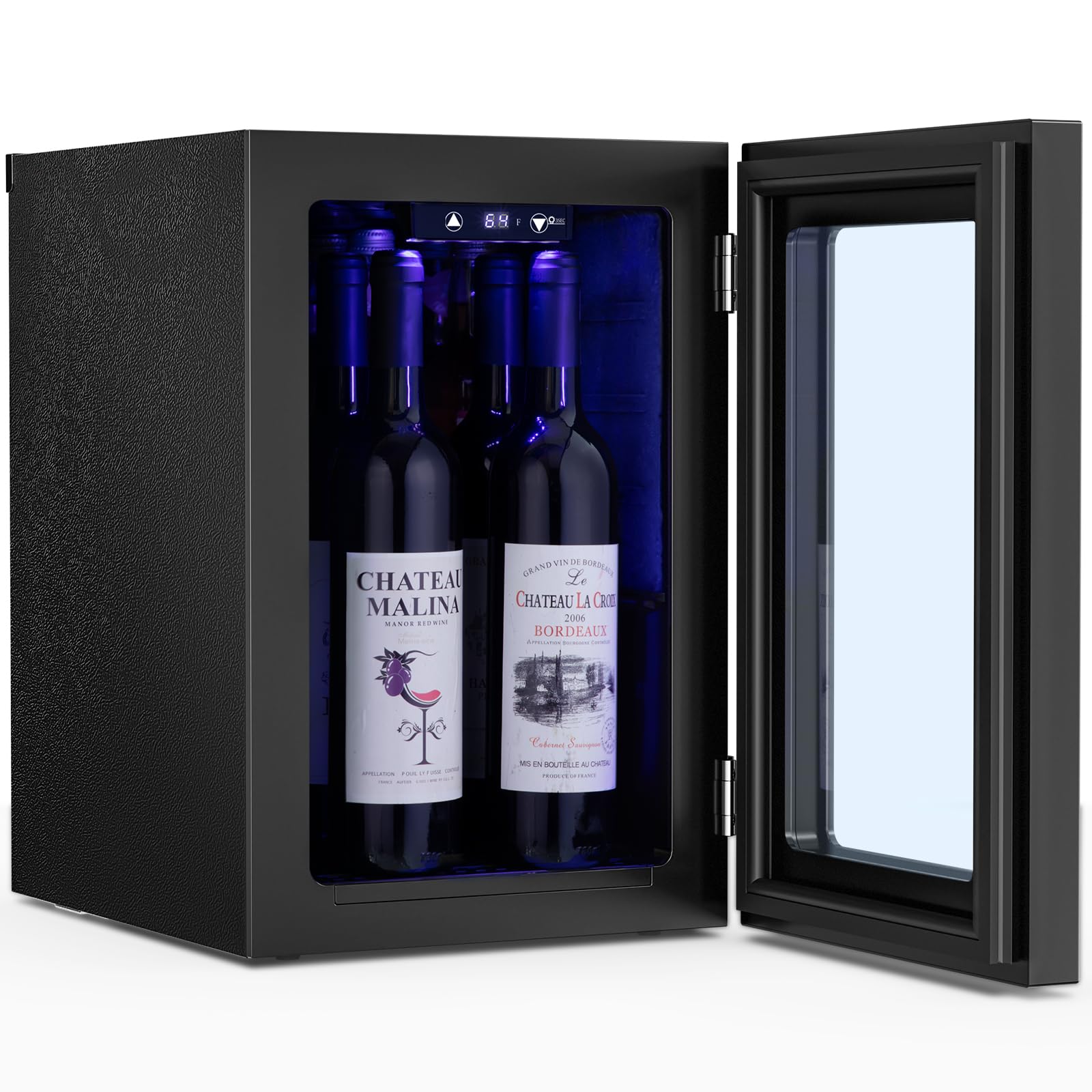 Antarctic Star 0.6Cu. Ft. Freestanding Wine Cellar Mini Fridge, 4-Bottle Red Wine with 6-Can Beverage Refrigerator, Quiet Compressor, LED Light and Display, 40-61 ℉, Black