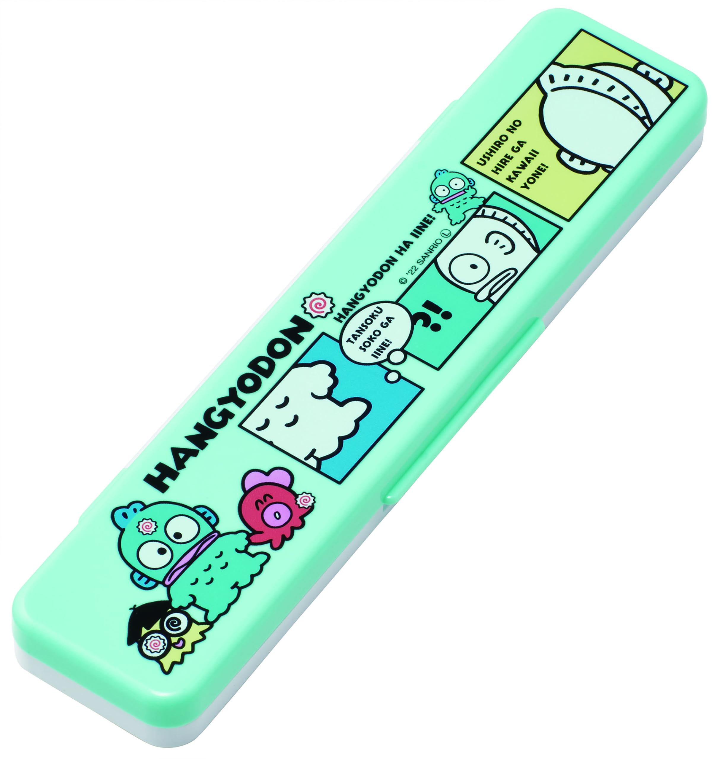 Hangyodon Utensil Set - Includes Reusable Fork, Spoon, Chopsticks and Carrying Case - Authentic Japanese Design - Durable, Dishwasher Safe - Comic